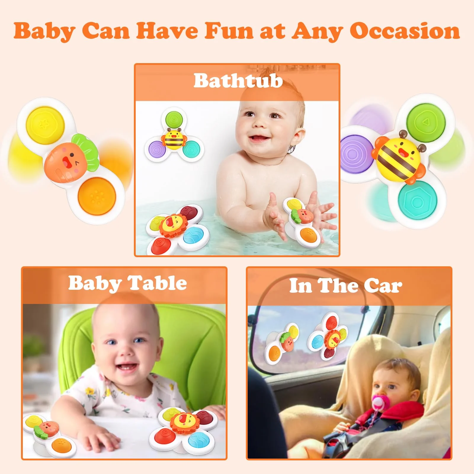 Saugnapf Spielzeug Baby, Spinner Baby, Fidget Spinner Baby, Baby Spinner mit Saugnapf, Flugzeug Beschäftigung Kinder 1 Jahr, Flugzeug Spielzeug Baby, Badewannenspielzeug Baby - Image 3