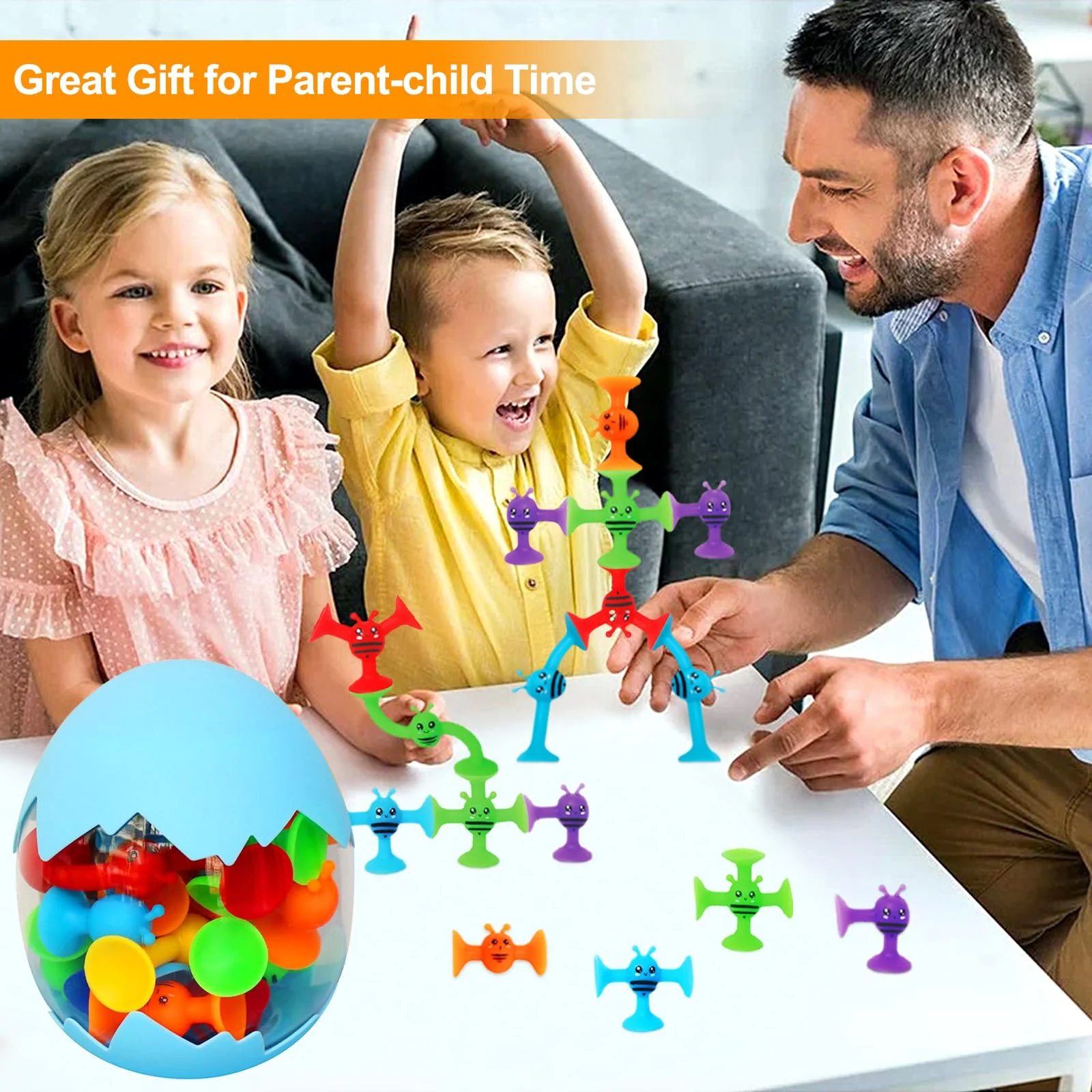 Saugnapf Spielzeug Kinder 50 Stück Montessori Spielzeug ab 3 Jahre Mini Saugnäpfe Kinder Silikon Reise Spielzeug Autismus Sensorik Spielzeug für 3 4 5 6 7 8 Jahre Junge und Mädchen - Image 3