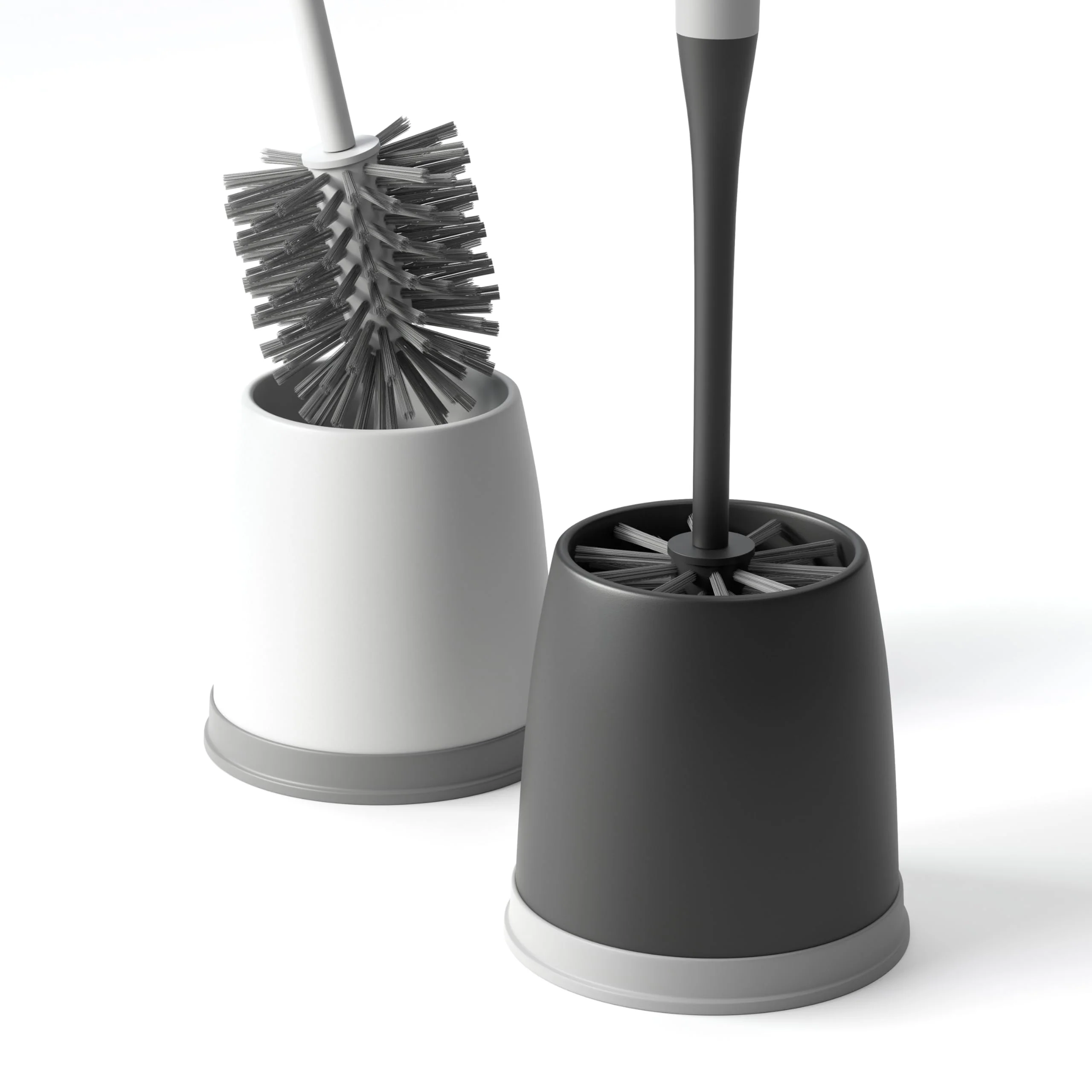 SAVEGA - Das Original - WC Bürste mit innovativer Borstenstruktur - Klobürste mit Halter - Hochwertiges Toilettenbürsten Set - Hygienischer Klobürstenhalter in matt schwarz - grau - rund