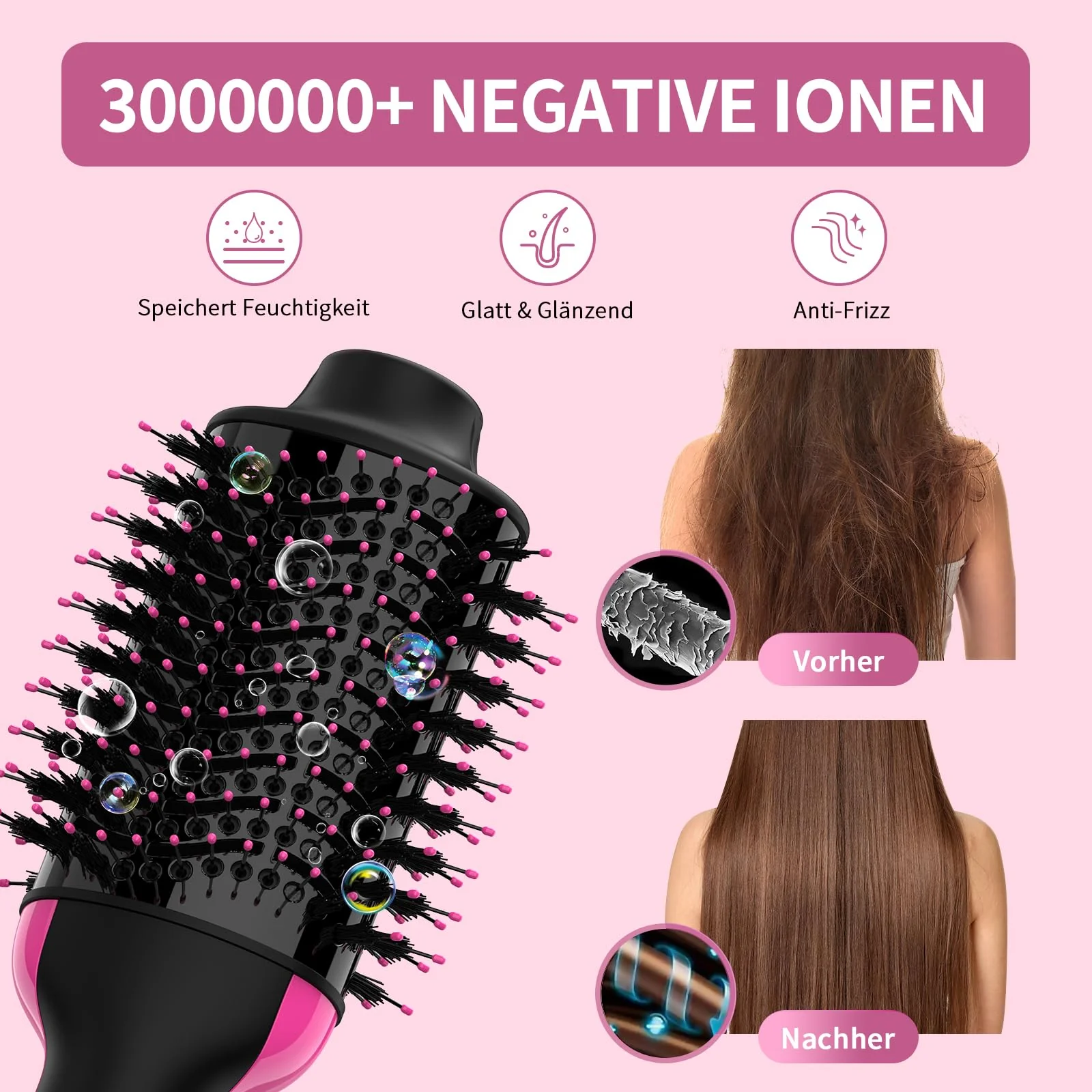 Sawop Warmluftbürste Rundbürstenföhn, Föhnbürste, Hairstyler Haartrockner Bürste in Einem, Verbessertes 4-in-1 Haartrockner und Styler Volumizer, Heißluftbürste, Haarglätter Bürste - Image 2