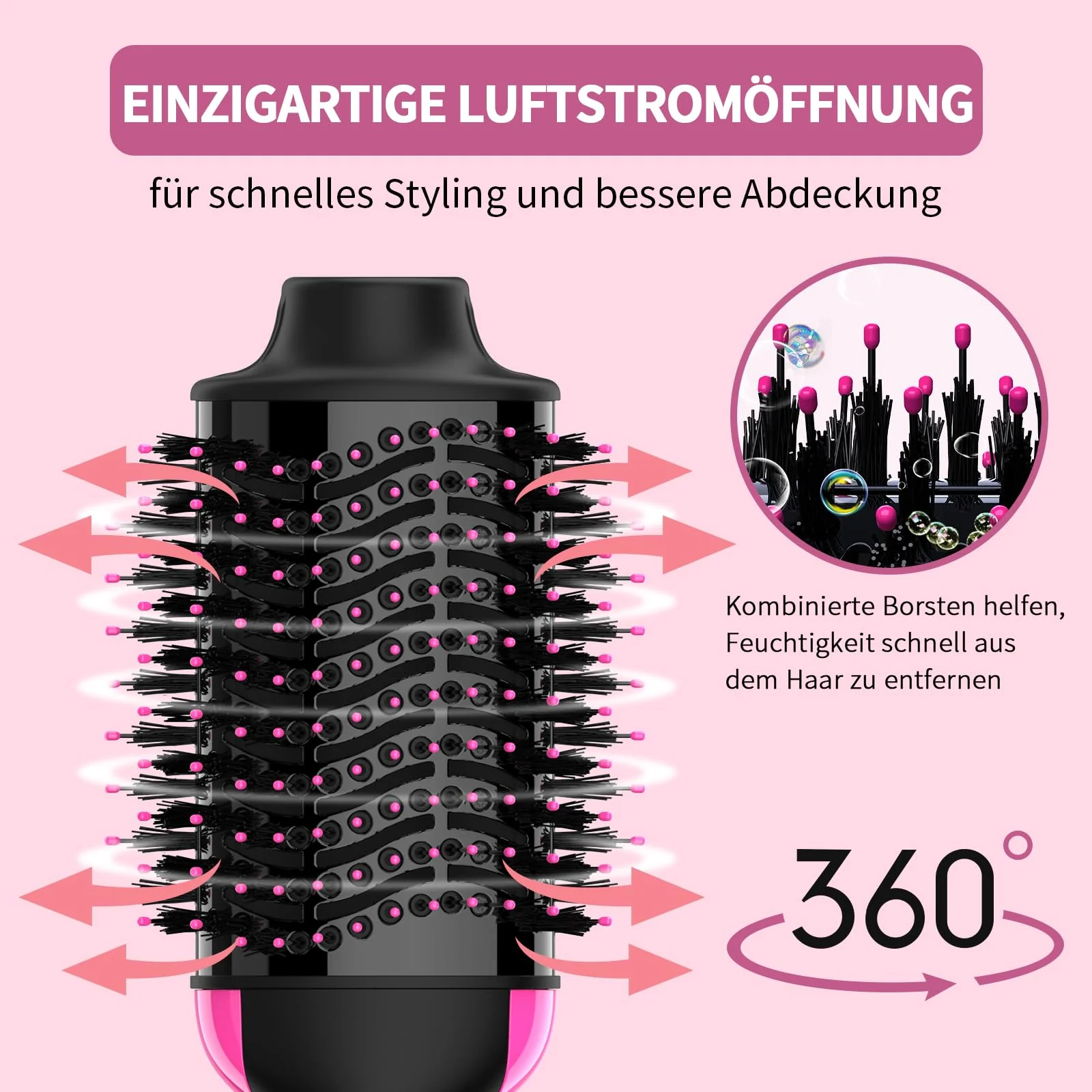 Sawop Warmluftbürste Rundbürstenföhn, Föhnbürste, Hairstyler Haartrockner Bürste in Einem, Verbessertes 4-in-1 Haartrockner und Styler Volumizer, Heißluftbürste, Haarglätter Bürste - Image 3