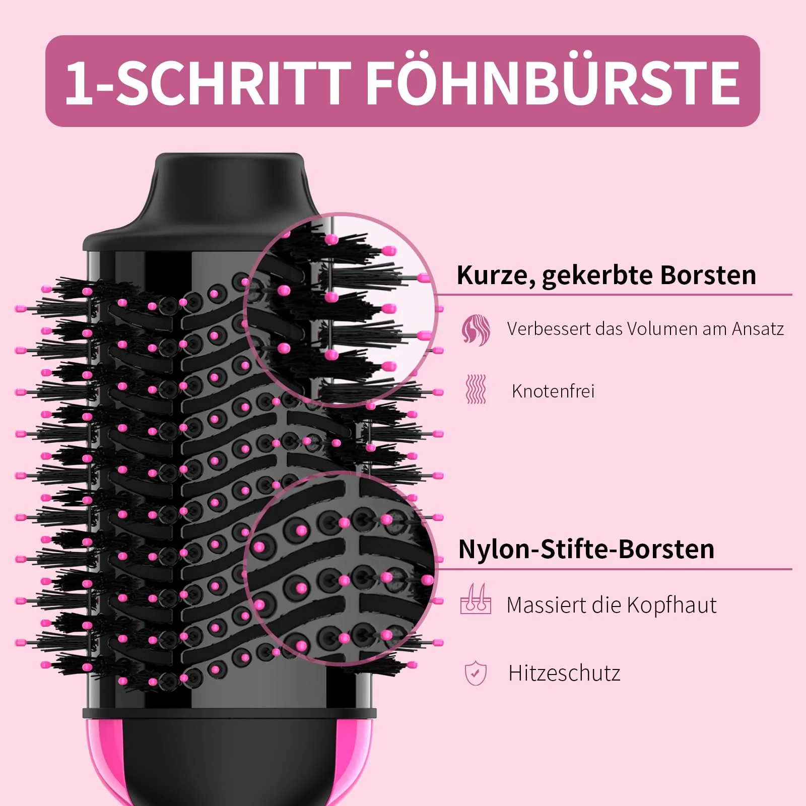 Sawop Warmluftbürste Rundbürstenföhn, Föhnbürste, Hairstyler Haartrockner Bürste in Einem, Verbessertes 4-in-1 Haartrockner und Styler Volumizer, Heißluftbürste, Haarglätter Bürste - Image 4
