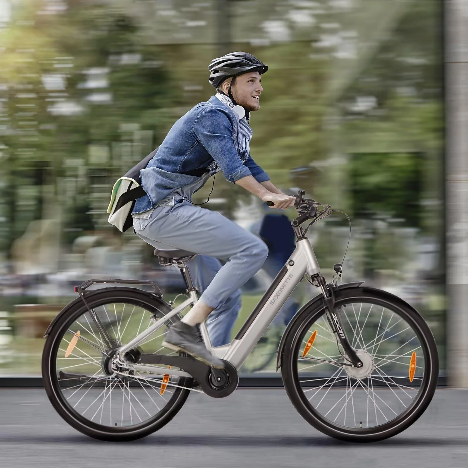 SAXONETTE E Bike Damen 28 Zoll mit Rücktrittbremse und nabenschaltung, Elektro Fahrrad Erwachsene mit 36V 13Ah BMS Akku, 7 Gang Pedelec mit Federgabel, Ebikes mit Gepäckträger für Damen und Herren - Image 3