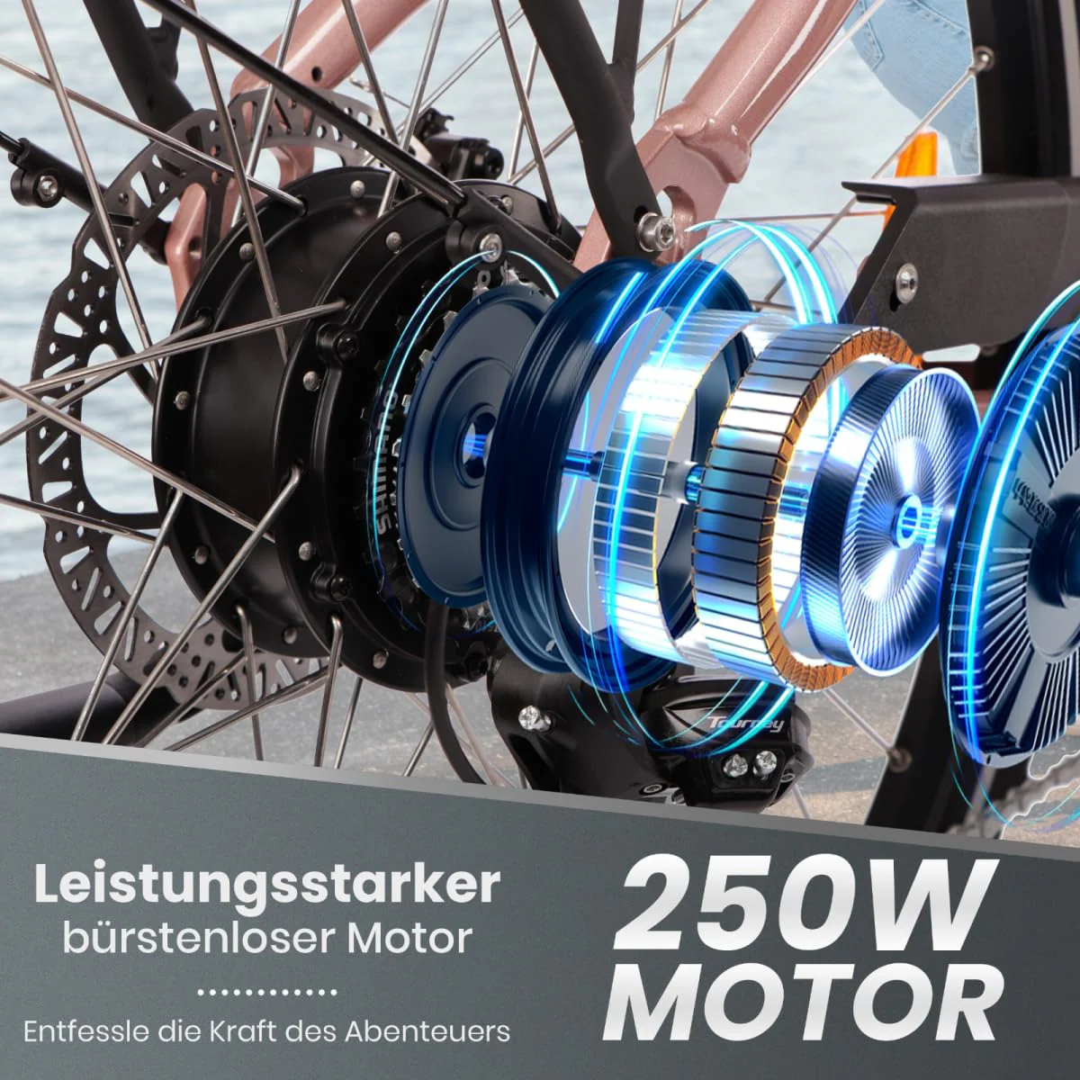 SAXXX E Bike Damen 28 Zoll Tiefeinsteiger mit 36V 13Ah Akku, Elektro Fahrrad Erwachsene mit Scheibenbremse, 7 Gang Kettenschaltung Pedelec mit Federgabel, Ebikes mit Gepäckträger für Damen/Frauen - Image 4