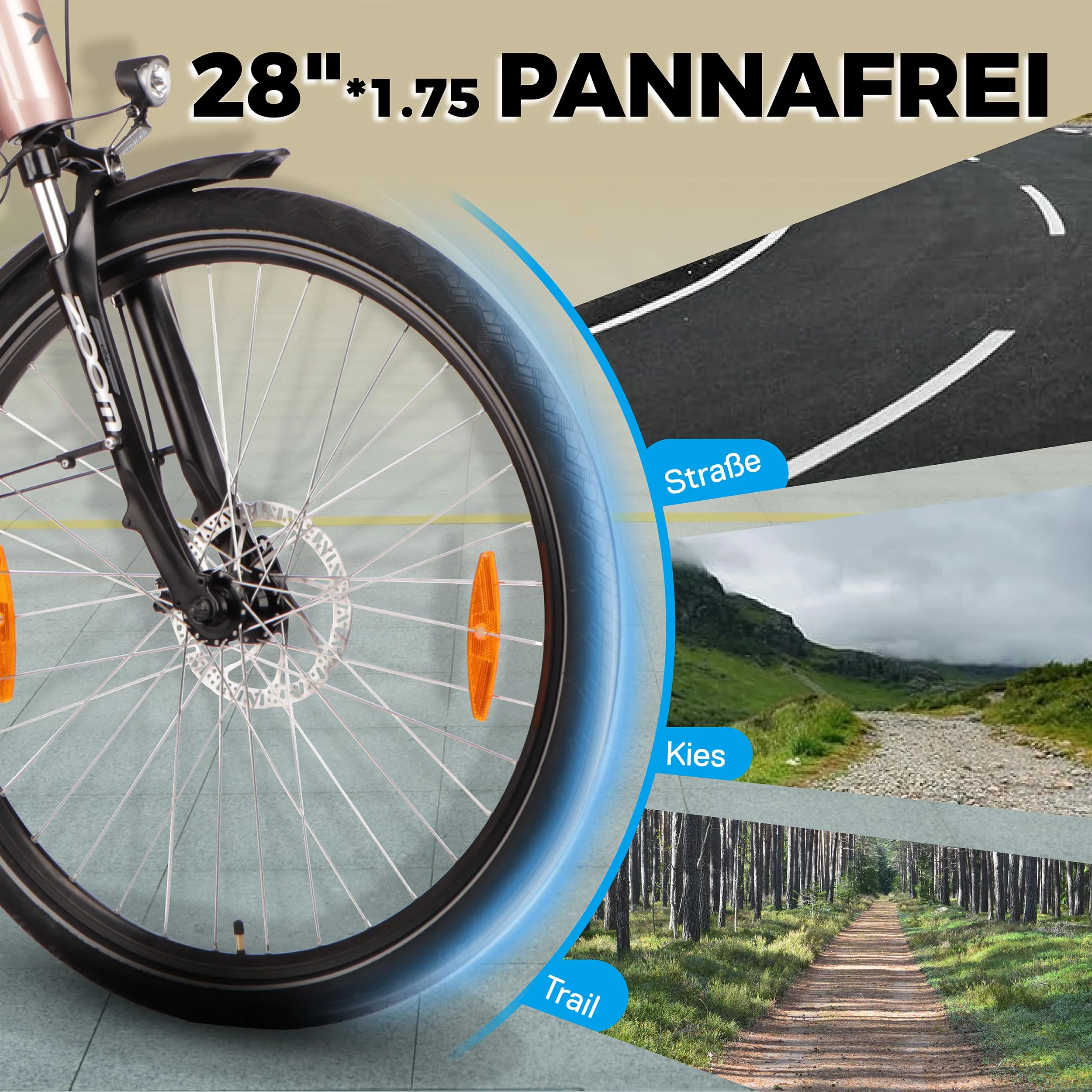 SAXXX E Bike Damen 28 Zoll Tiefeinsteiger mit 36V 13Ah Akku, Elektro Fahrrad Erwachsene mit Scheibenbremse, 7 Gang Kettenschaltung Pedelec mit Federgabel, Ebikes mit Gepäckträger für Damen/Frauen - Image 6