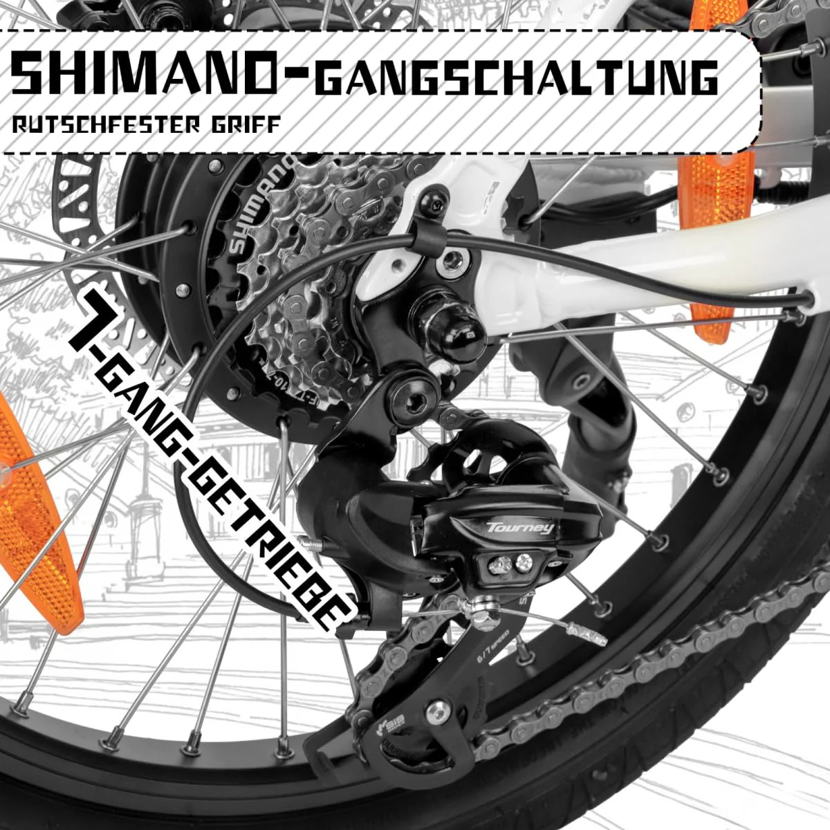 SAXXX E Bike Klapprad 20 Zoll mit 36V 11.4Ah Akku, E Fahrrad Herren mit 7 Gang Kettenschaltung, Elektro Klapprad mit Scheibenbremsen 90KM Lange Range, Elektrofahrrad Pedelec 25 km/h für Herren Damen - Image 6