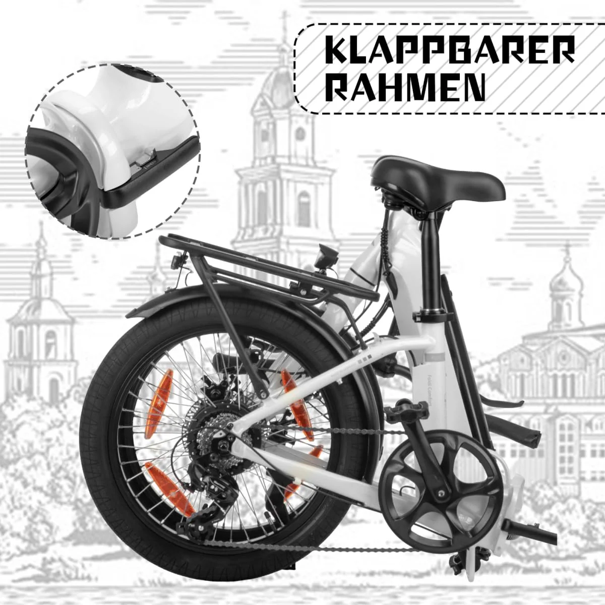 SAXXX E Bike Klapprad 20 Zoll mit 36V 11.4Ah Akku, E Fahrrad Herren mit 7 Gang Kettenschaltung, Elektro Klapprad mit Scheibenbremsen 90KM Lange Range, Elektrofahrrad Pedelec 25 km/h für Herren Damen - Image 7