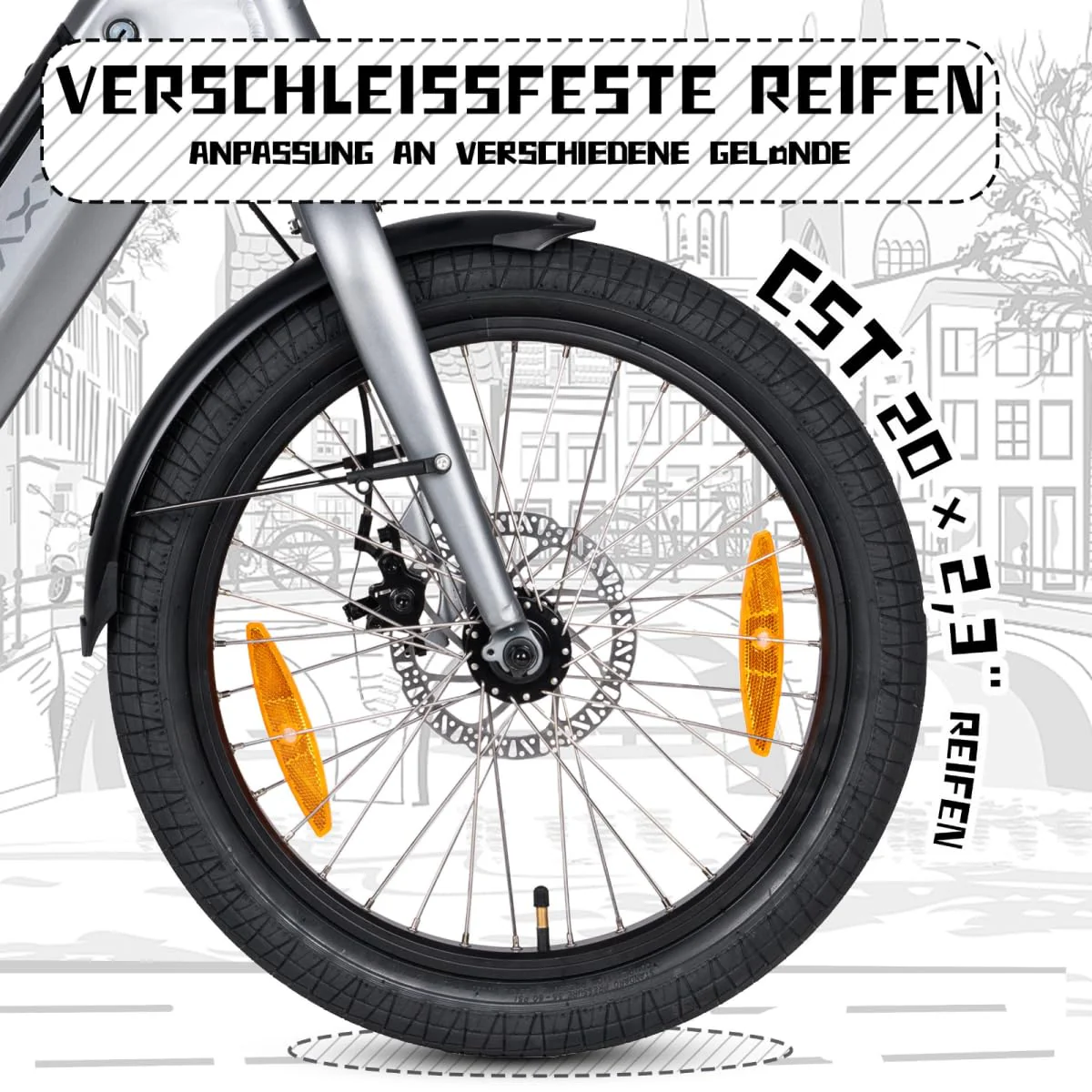SAXXX Klapprad E-Bike, E Bike Klappbar 20 Zoll mit 7 Gang Kettenschaltung, Elektro Fahrrad Erwachsene mit 36V 11.4Ah Akku, Scheibenbremsen, 90KM Lange Range, Elektrofahrrad 25 km/h für Herren Damen - Image 4