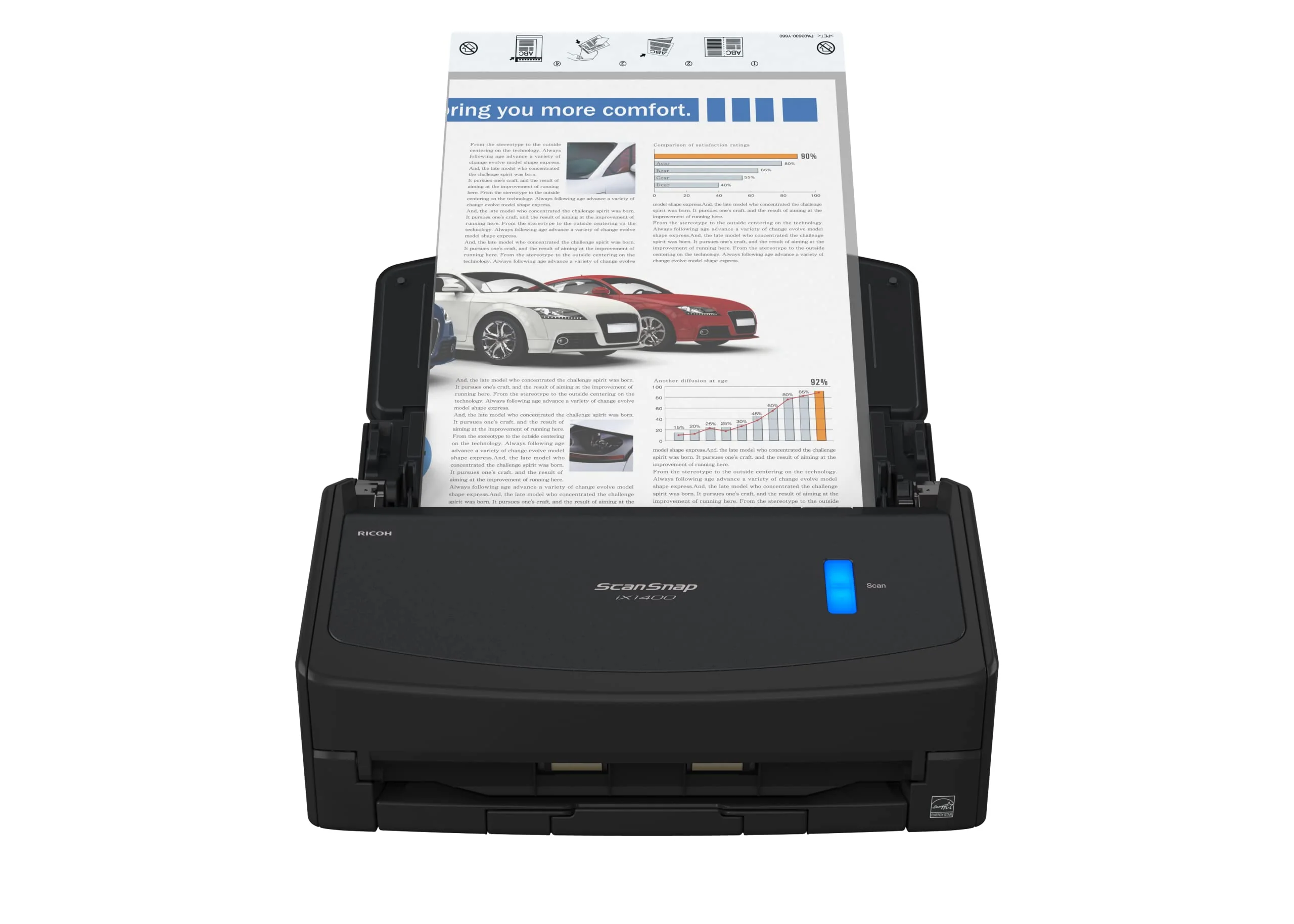 ScanSnap iX1400 Desktop Dokumentenscanner (Schwarz) - A4, Duplex, USB 3.2 mit ADF