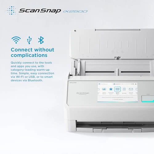 ScanSnap iX2500 Weiß – Ultraschneller Duplex-Scanner mit 45 S./Min., 100-Blatt-ADF, 600 DPI, 5″ Touchscreen, WLAN/Bluetooth/USB-Konnektivität - Image 3