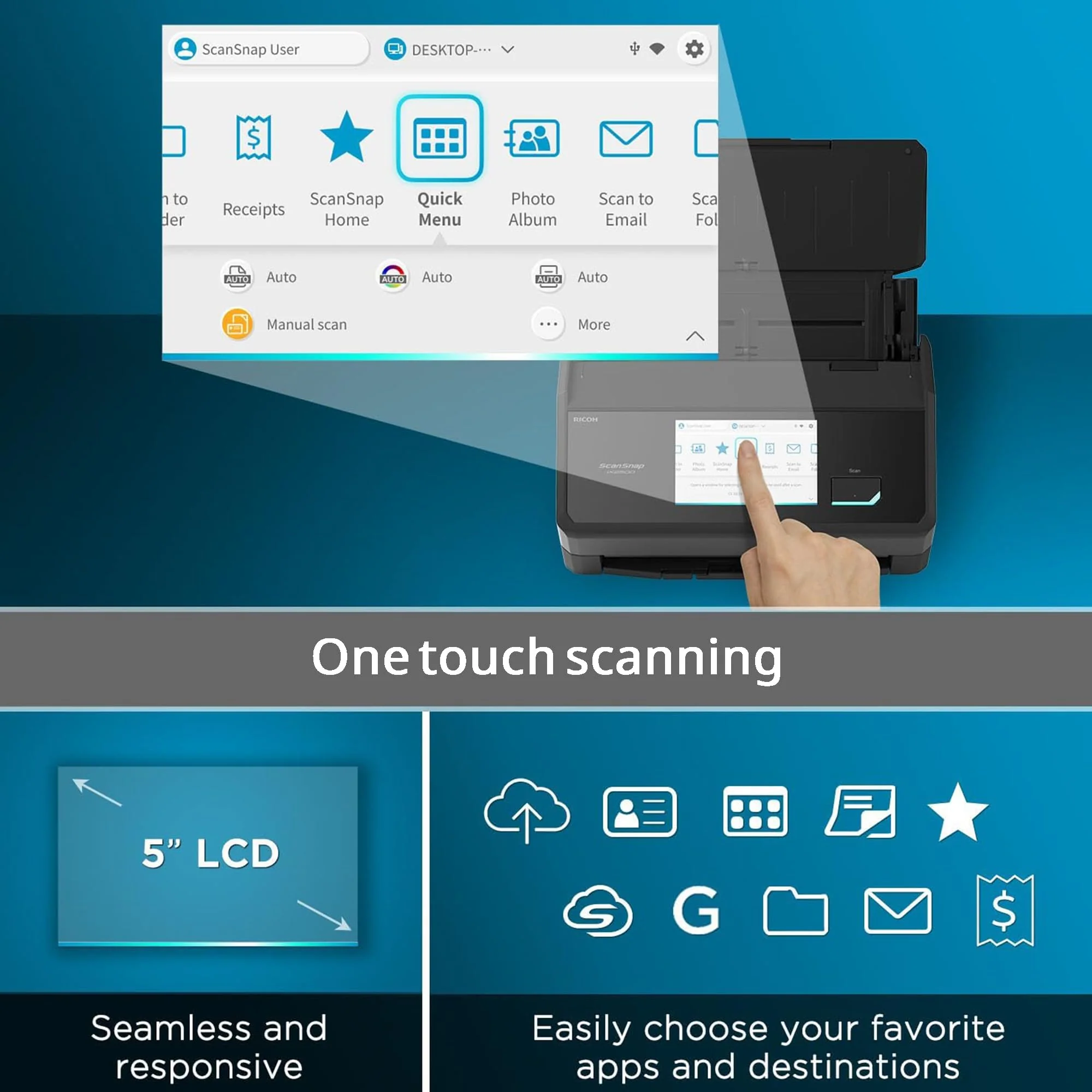 ScanSnap iX2500 Weiß – Ultraschneller Duplex-Scanner mit 45 S./Min., 100-Blatt-ADF, 600 DPI, 5″ Touchscreen, WLAN/Bluetooth/USB-Konnektivität - Image 9