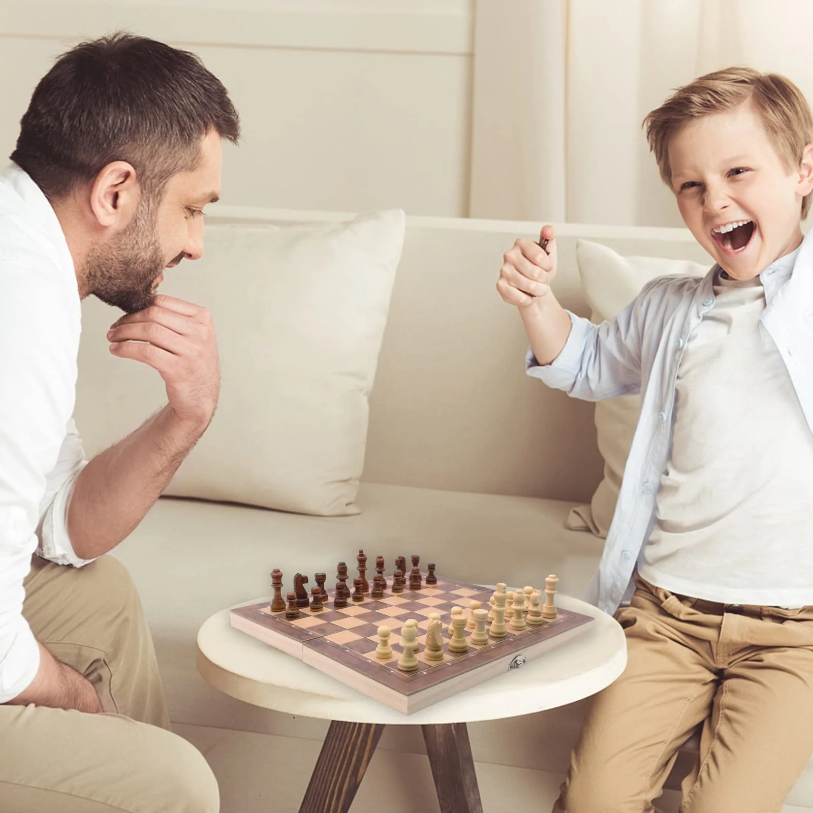 Schachspiel Holz Hochwertig, 3 In 1 Schach, Tragbare Schachbrett, Chess Board Klappbar, Abschließbarer Koffer, Set für Party Familie Aktivitäten,reiseschach, Kinder (29x29x2cm) - Image 3