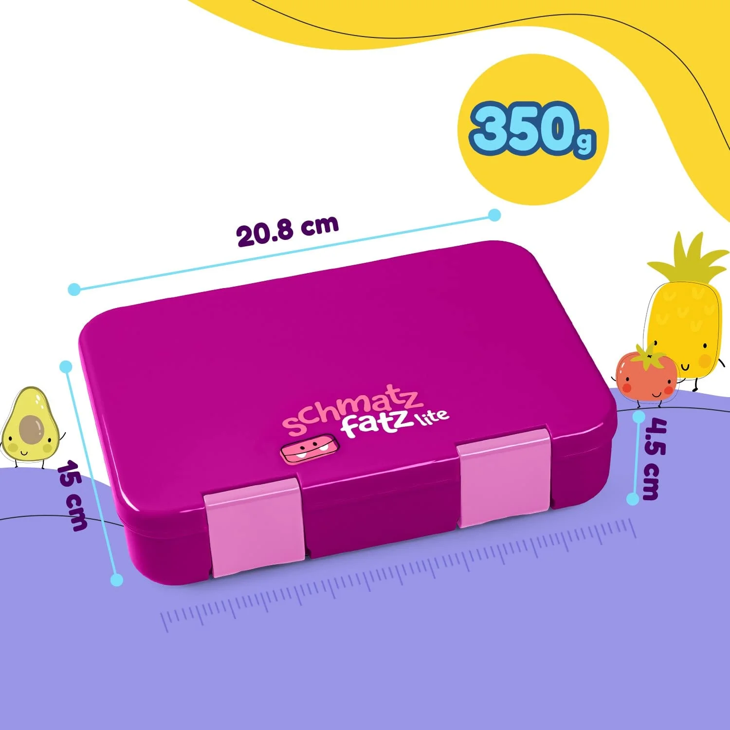 schmatzfatz BPA-Freie Lunchbox Kinder, Bento Box Kinder, Brotbox für Mädchen & Jungen, Snackbox, Perfekt für Schule, Kindergarten & Ausflüge (Lila) - Image 2