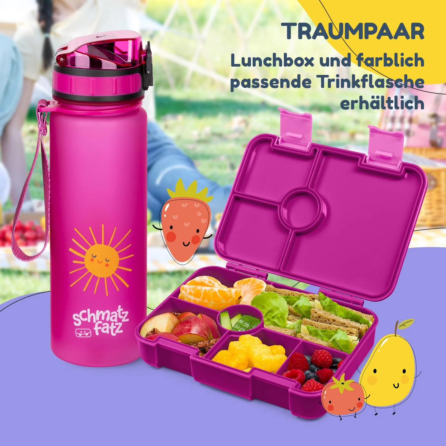 schmatzfatz BPA-Freie Lunchbox Kinder, Bento Box Kinder, Brotbox für Mädchen & Jungen, Snackbox, Perfekt für Schule, Kindergarten & Ausflüge (Lila) - Image 3