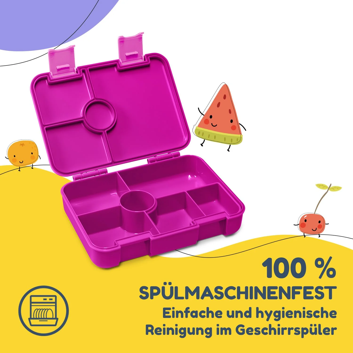 schmatzfatz BPA-Freie Lunchbox Kinder, Bento Box Kinder, Brotbox für Mädchen & Jungen, Snackbox, Perfekt für Schule, Kindergarten & Ausflüge (Lila) - Image 5