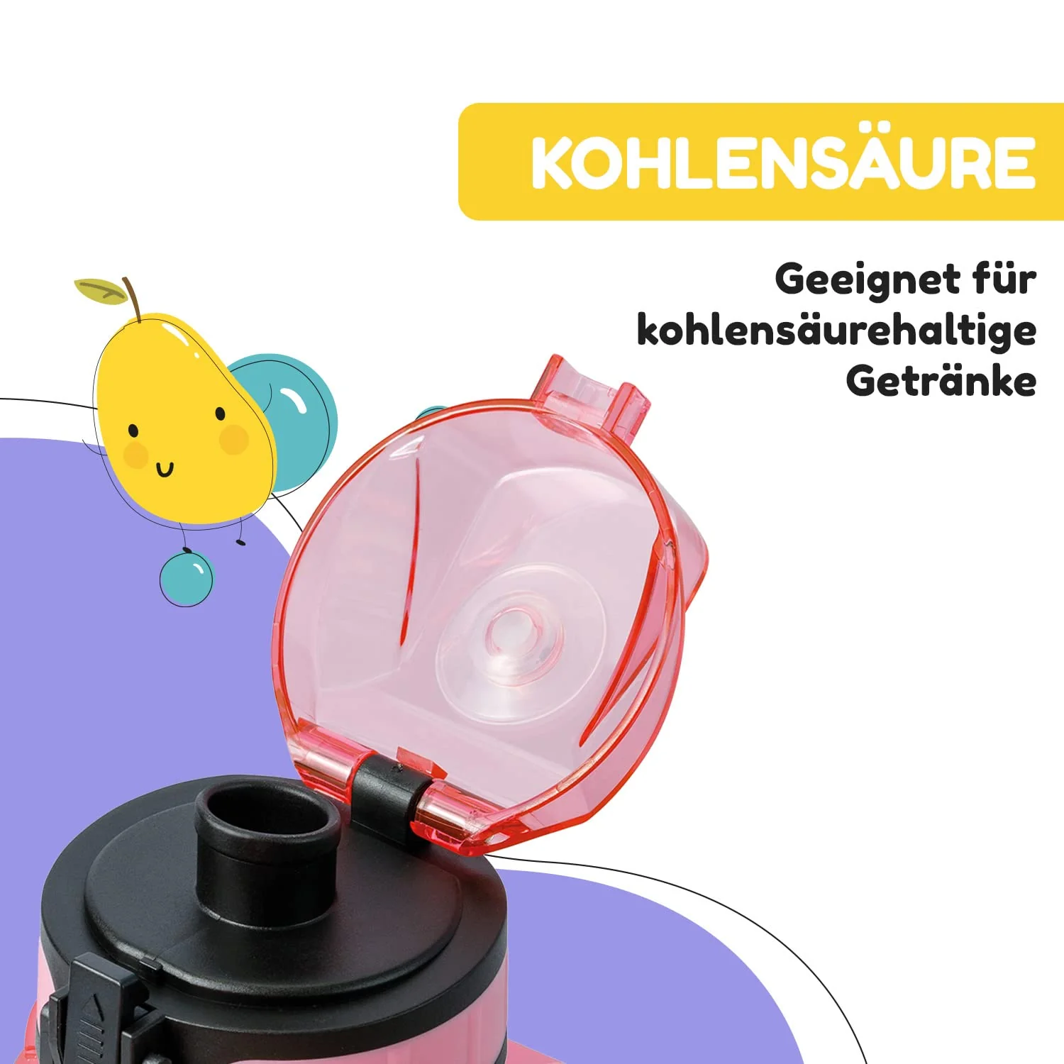 schmatzfatz Klarstein Sportflasche, Sport-Wasserflasche, hält kaltes Wasser, Trinkflasche für Erwachsene, Männer, Frauen und Kinder, BPA-frei, auslaufsicher, 350 ml, Rosa - Image 5