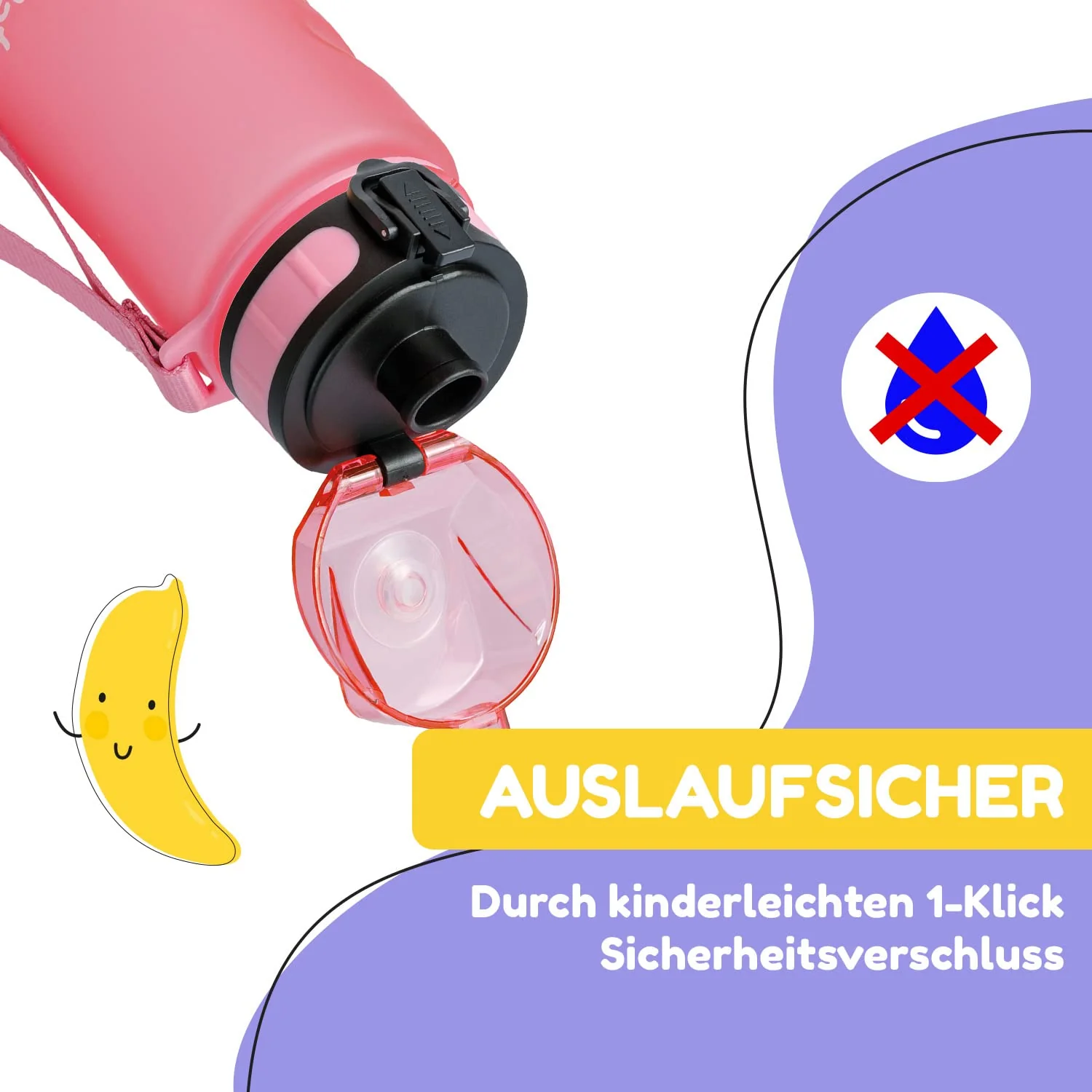 schmatzfatz Klarstein Sportflasche, Sport-Wasserflasche, hält kaltes Wasser, Trinkflasche für Erwachsene, Männer, Frauen und Kinder, BPA-frei, auslaufsicher, 350 ml, Rosa - Image 7