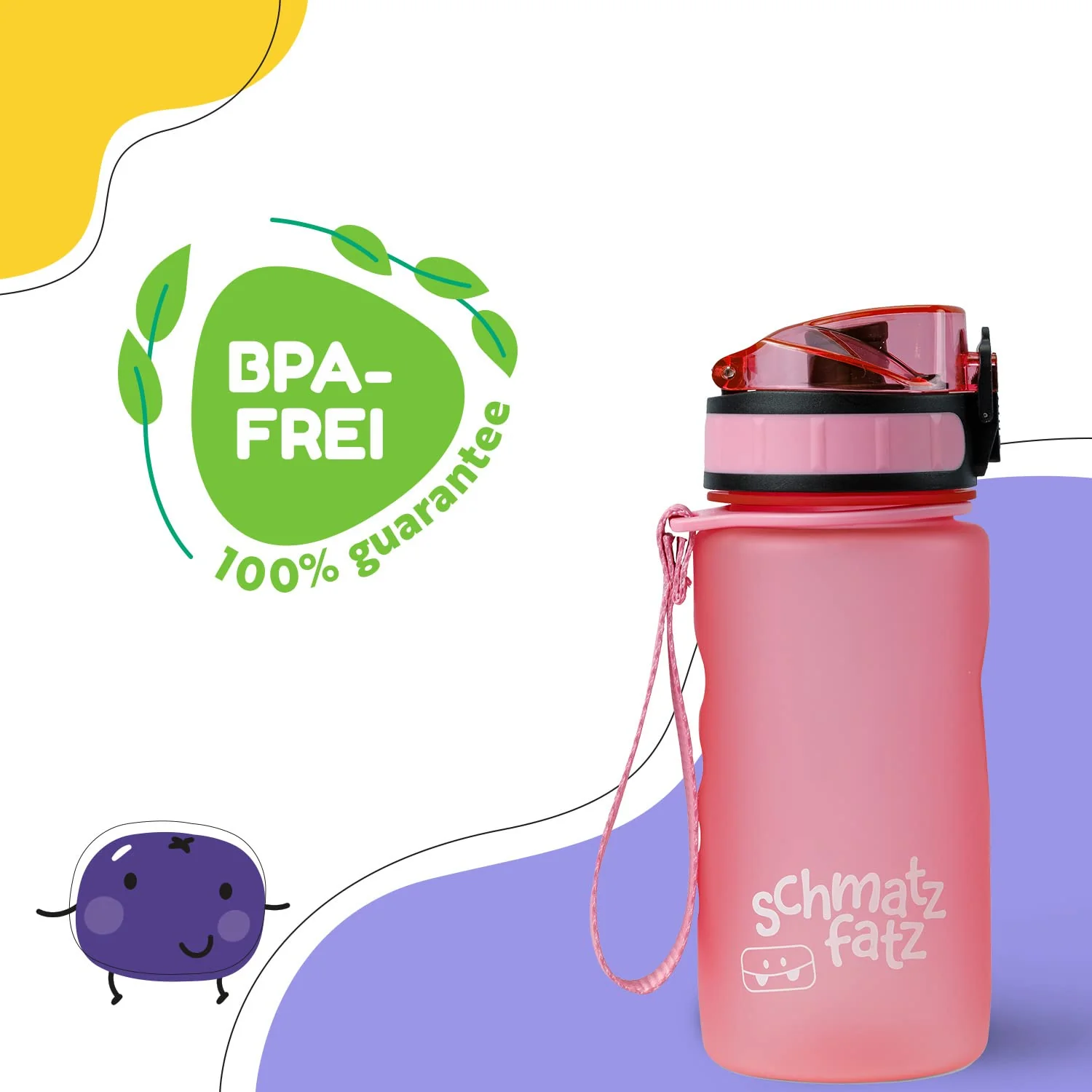 schmatzfatz Klarstein Sportflasche, Sport-Wasserflasche, hält kaltes Wasser, Trinkflasche für Erwachsene, Männer, Frauen und Kinder, BPA-frei, auslaufsicher, 350 ml, Rosa - Image 8