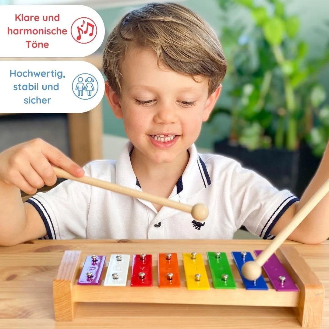 SCHMETTERLINE Holz-Glockenspiel Set mit Holzschlägeln & Notenheft inkl. - Musikinstrument für Kinder ab 3 Jahren - Fördert musikalische Früherziehung & Kreativität - Image 7