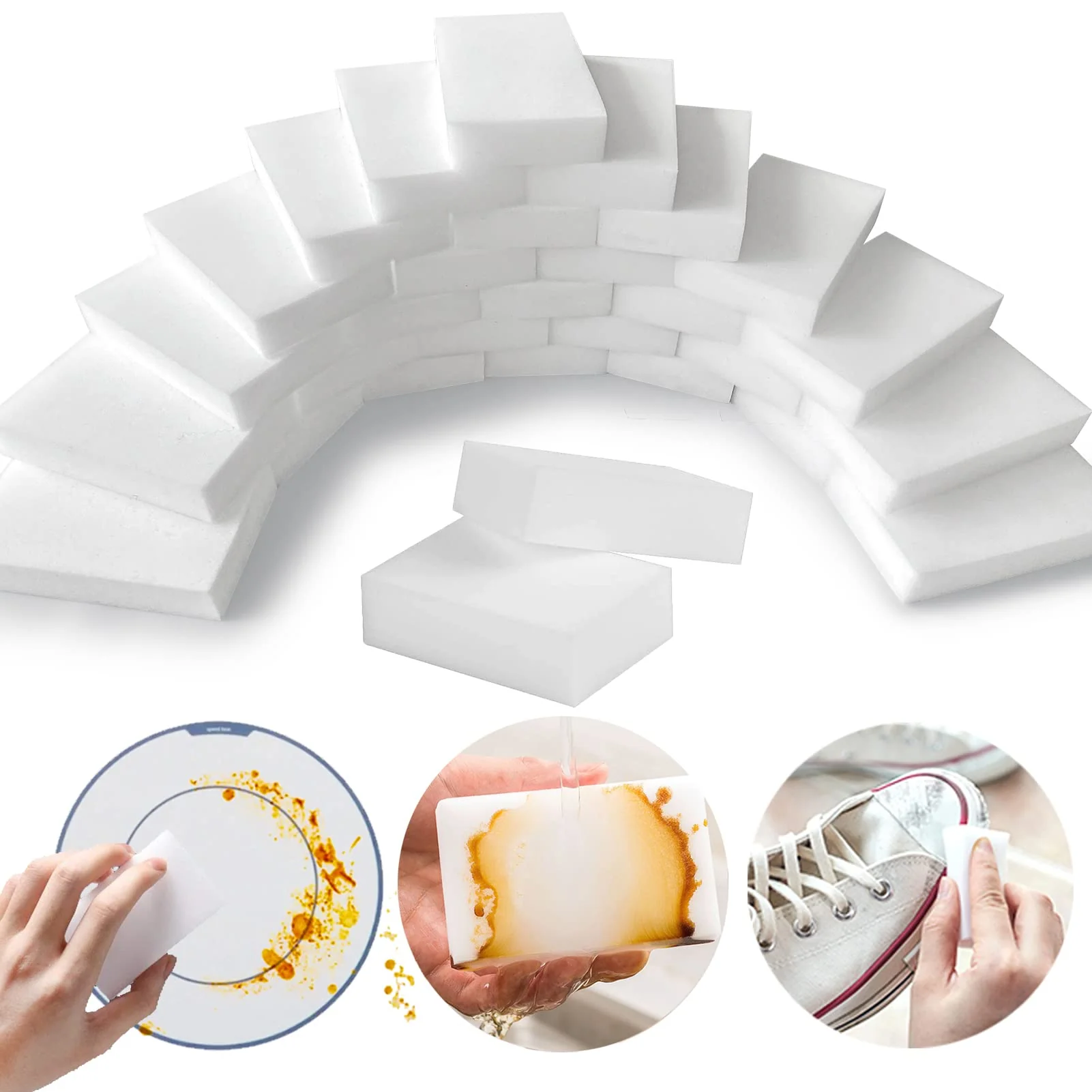 Schmutzradierer, 50 Stück Schwamm Radierschwamm Putzschwamm Zauberschwamm Magic Sponge Eraser, Wunderschwamm Weiß Reinigungsschwamm Melamin Schwamm für Haushalt, Küche, Wand, Bad, Schuhschwamm - Image 3