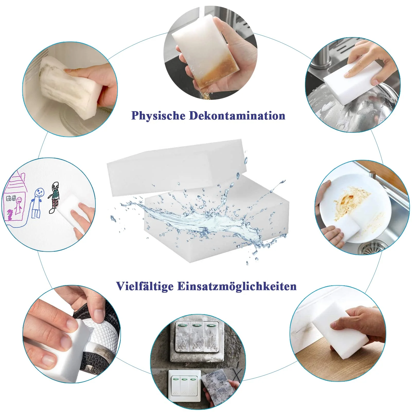 Schmutzradierer, 50 Stück Schwamm Radierschwamm Putzschwamm Zauberschwamm Magic Sponge Eraser, Wunderschwamm Weiß Reinigungsschwamm Melamin Schwamm für Haushalt, Küche, Wand, Bad, Schuhschwamm - Image 4