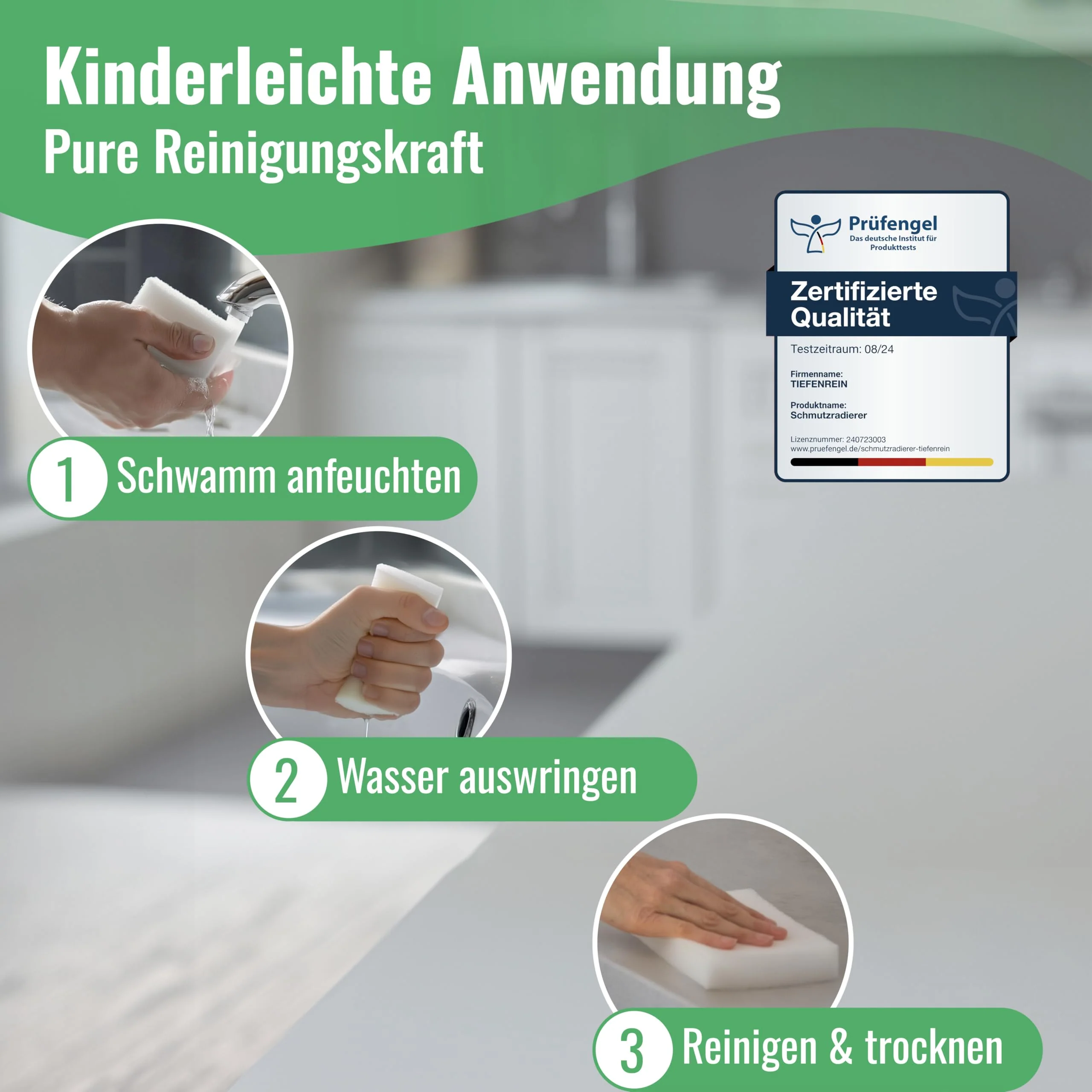 Schmutzradierer Pro 6 Stück - Neu: Radierschwamm mit 2,5X höherer Haltbarkeit | extra langlebiger Zauberschwamm | Magic Eraser Schwamm entfernt Schmutz an Wand, auf Schuhen, in der Küche und Bad