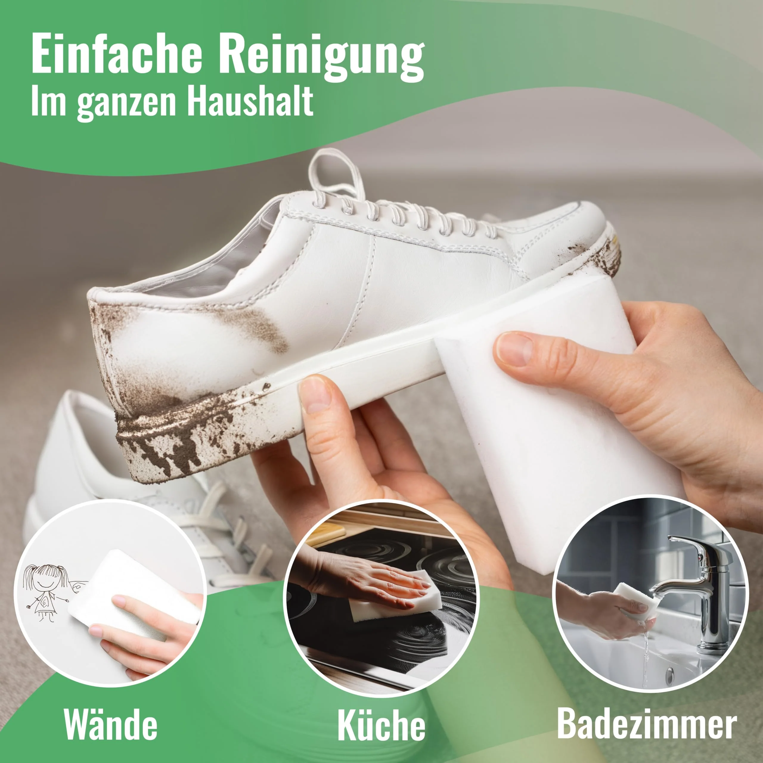 Schmutzradierer Pro 6 Stück - Neu: Radierschwamm mit 2,5X höherer Haltbarkeit | extra langlebiger Zauberschwamm | Magic Eraser Schwamm entfernt Schmutz an Wand, auf Schuhen, in der Küche und Bad - Image 3