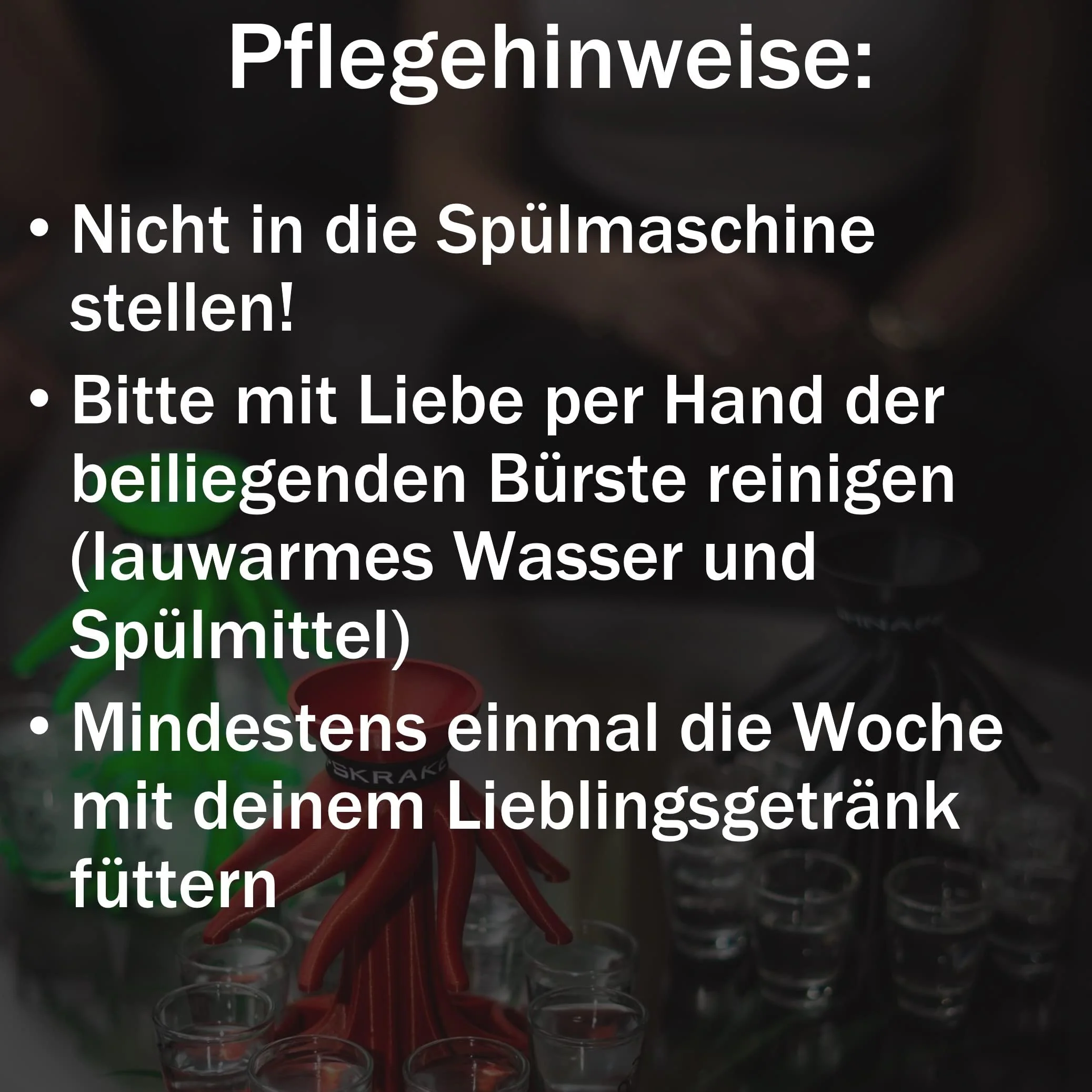 Schnapskrake ® - Das Original - Getränkeverteiler für 8 Personen - 18 Geburtstag Geschenk - Bar Butler - Ausgiesser - Einschenker (schwarz, inkl. Gläser) - Image 2