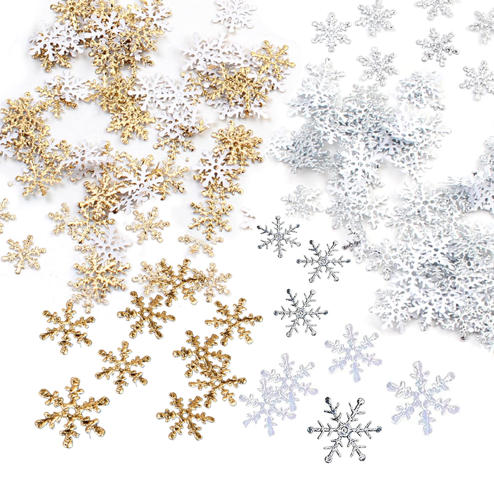 Schneeflocken Konfetti 900 Stück Weiß Gold Schneeflocke Konfetti Winter Weihnachten Deko Klein, Tischdeko Streudeko Silvester für Weihnachts Party
