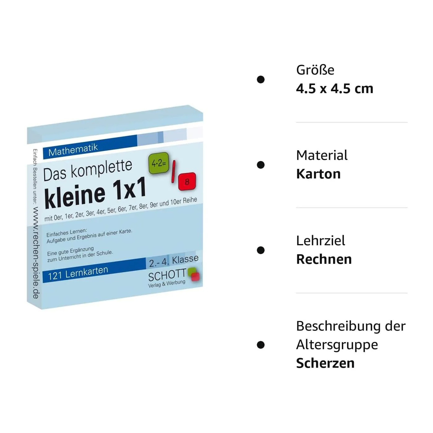 Schott Verlag und Werbung Mathematische Fähigkeiten, Das komplette kleine 1x1, 121 Lernkarten - Image 5