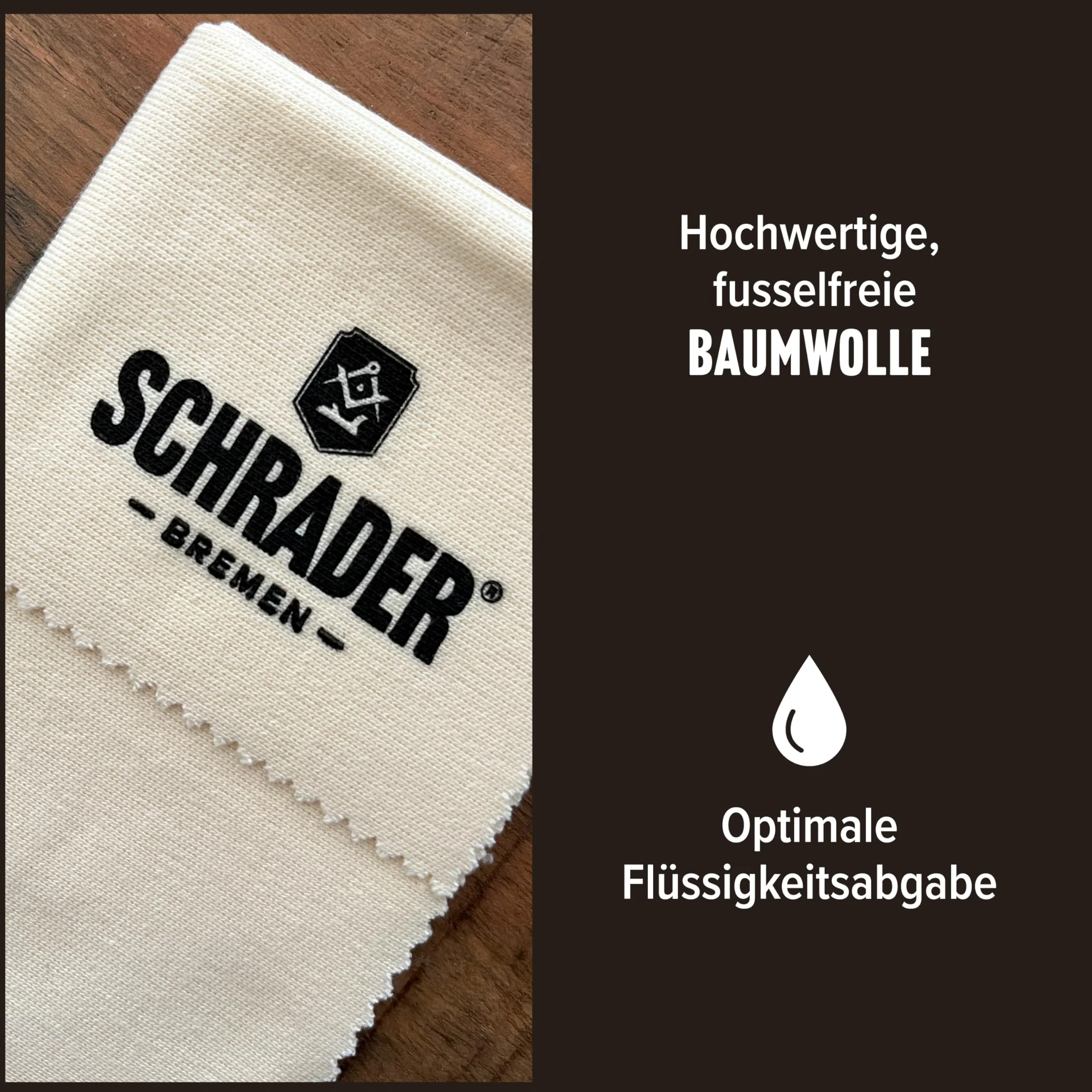 Schrader Premium Baumwolltuch - Poliertuch für alle Oberflächen, Möbel, Kleidung, Leder, Holz - cremefarben - 25x33cm - 3 Stück - Image 6