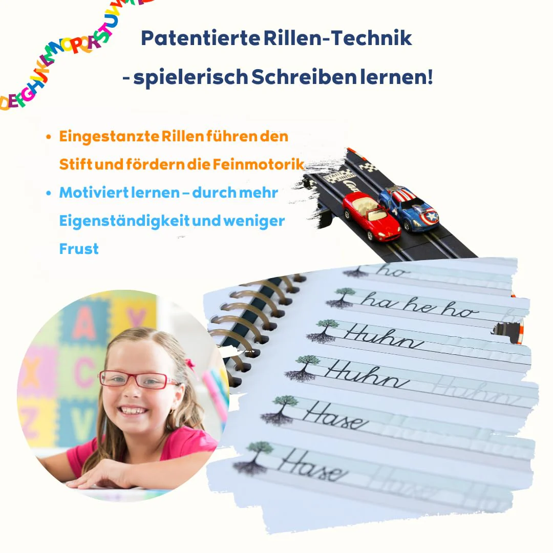 Schreibathlet Schreiblernheft für ABC-Schützen mit vorgeprägten Buchstaben zum Erlenen der Schreibschrift in vereinfachter Ausgangsschrift (VA), Schulkonform & mehrfach nutzbar - Image 4