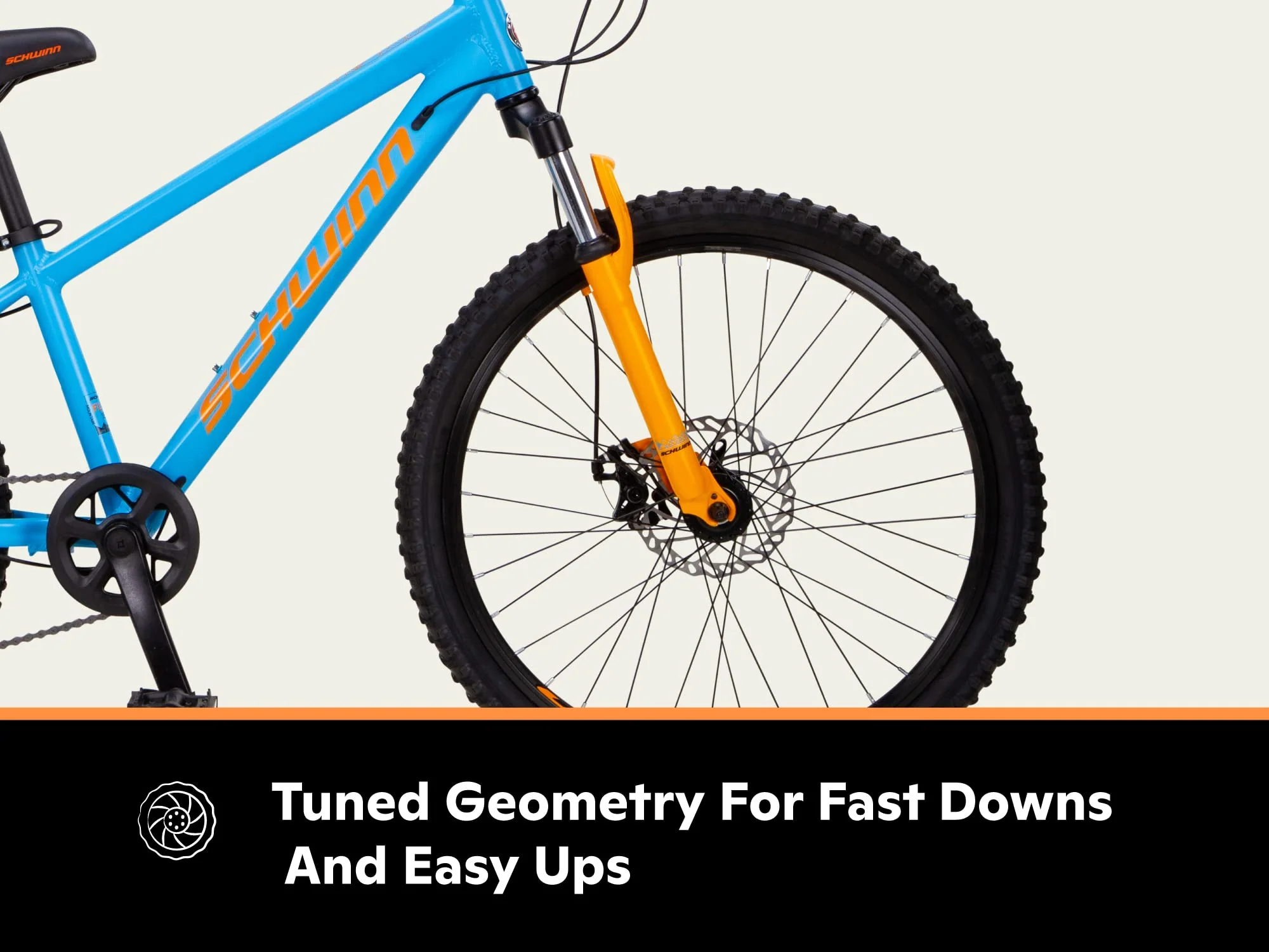 Schwinn Fleet Mountainbike für Jungen, 24-Zoll-Reifen, 12-Zoll-Rahmen aus Leichtmetalllegierung, Gabelfederung, 9 Gänge, Scheibenbremsen, Orange/Blau - Image 4