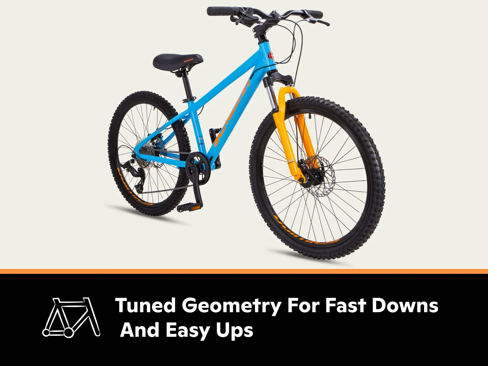 Schwinn Fleet Mountainbike für Jungen, 24-Zoll-Reifen, 12-Zoll-Rahmen aus Leichtmetalllegierung, Gabelfederung, 9 Gänge, Scheibenbremsen, Orange/Blau - Image 6