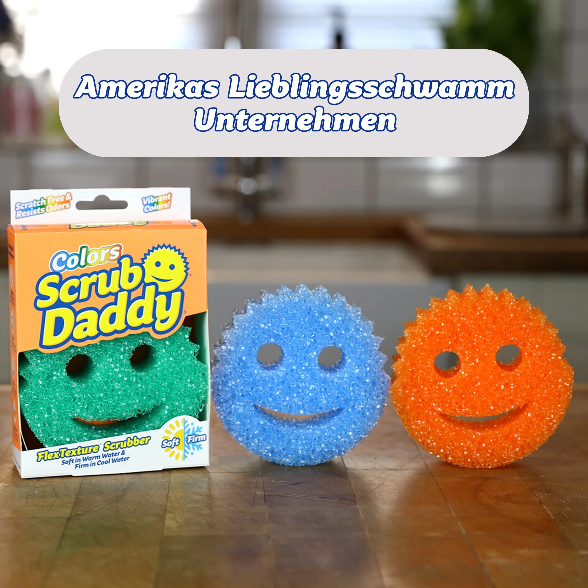 Scrub Daddy Colors Spülschwamm, Putzschwämme im Multipack - Texturveränderung, kratzfreier Schmutzradierer Schwamm für die Küche, geruchsresistent, Küchenschwamm spülmaschinenfest - 4er-Pack - Image 3