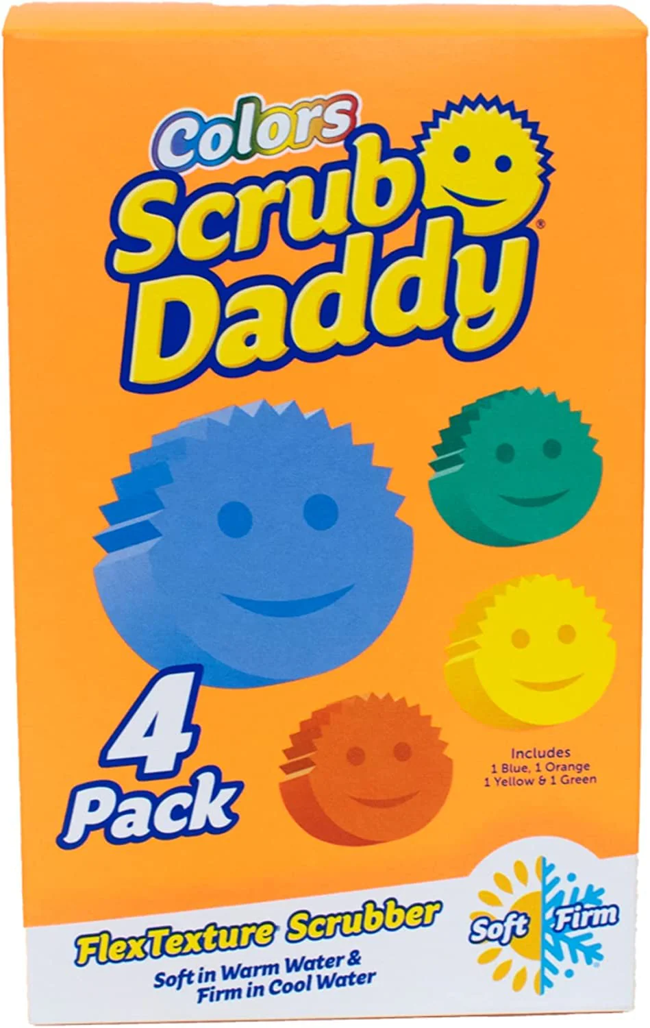 Scrub Daddy Colors Spülschwamm, Putzschwämme im Multipack - Texturveränderung, kratzfreier Schmutzradierer Schwamm für die Küche, geruchsresistent, Küchenschwamm spülmaschinenfest - 4er-Pack - Image 5