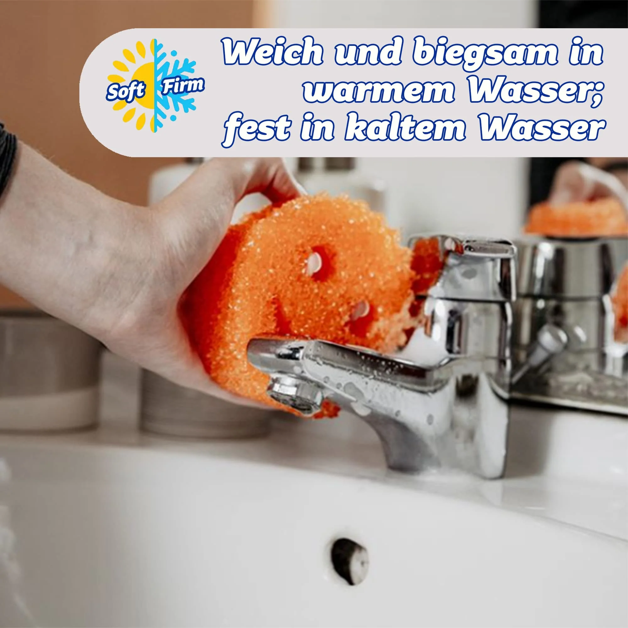 Scrub Daddy Colors Spülschwamm, Putzschwämme im Multipack - Texturveränderung, kratzfreier Schmutzradierer Schwamm für die Küche, geruchsresistent, Küchenschwamm spülmaschinenfest - 4er-Pack - Image 7