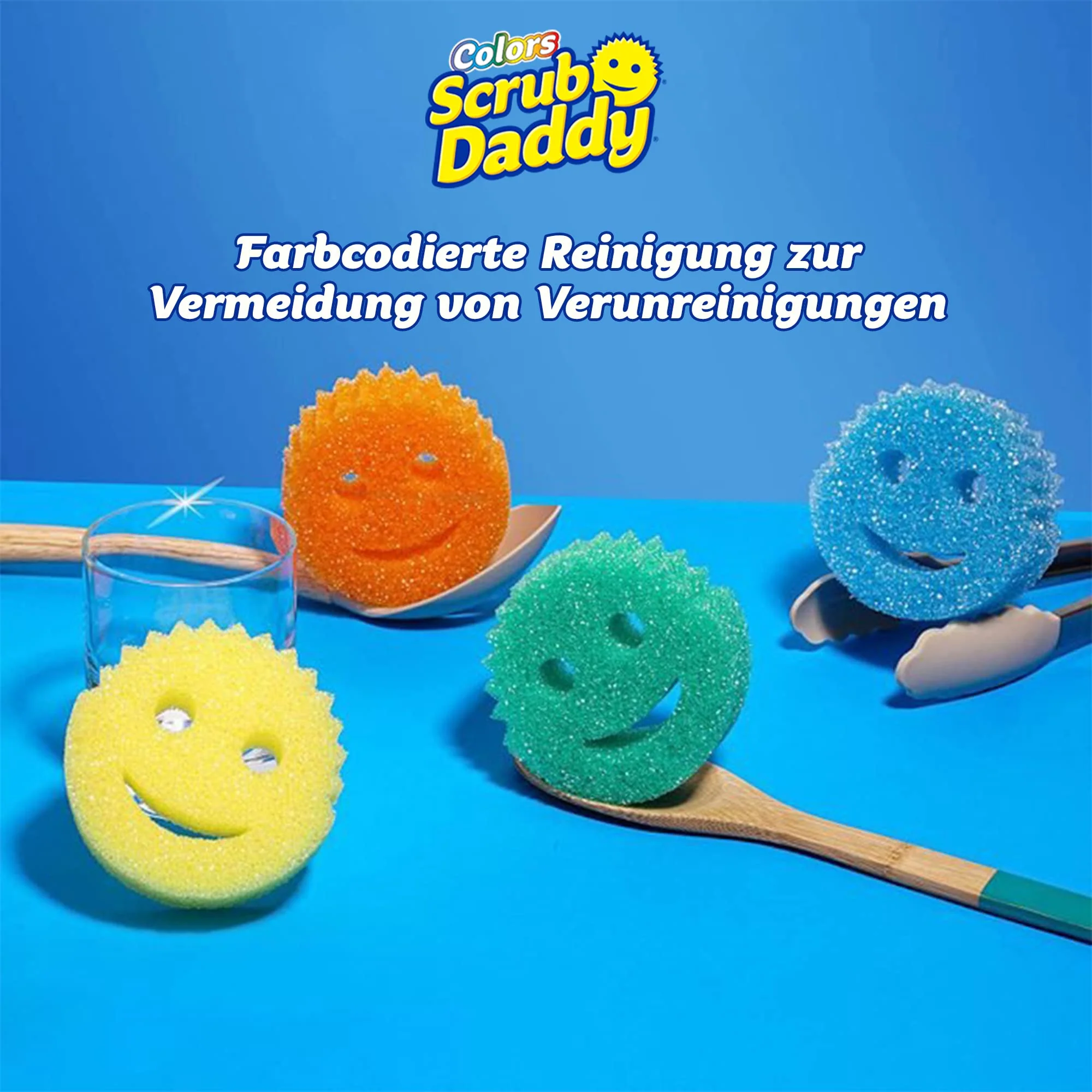 Scrub Daddy Colors Spülschwamm, Putzschwämme im Multipack - Texturveränderung, kratzfreier Schmutzradierer Schwamm für die Küche, geruchsresistent, Küchenschwamm spülmaschinenfest - 4er-Pack - Image 9