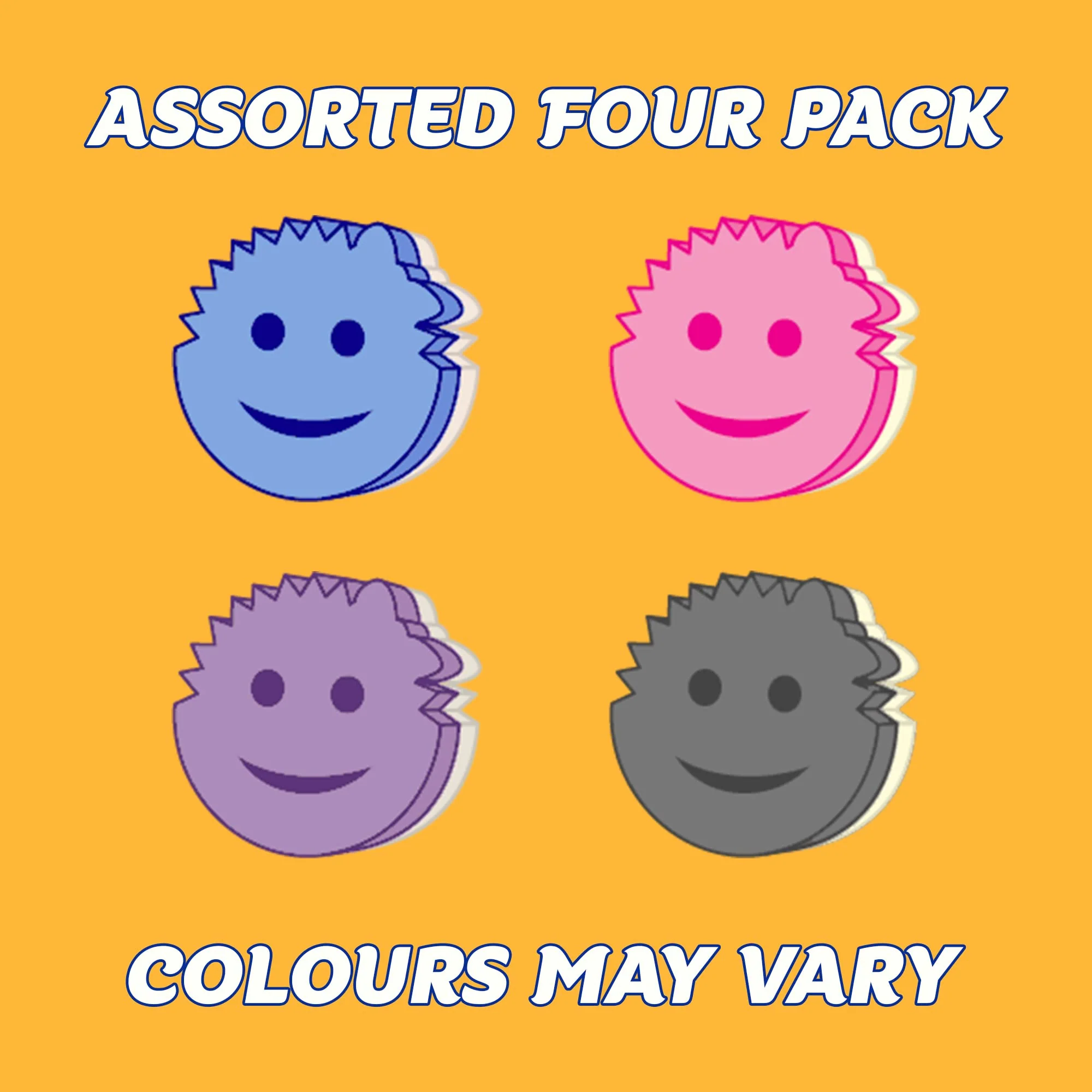 Scrub Daddy Scrub Mommy Putzschwamm, Topfreiniger Küchenschwämme, Putzmittel mit Texturveränderung, kratzfreier Spülschwamm, geruchsresistenter Smiley Schwamm, Geschirrschwamm - 4er Pack Assortiert - Image 2