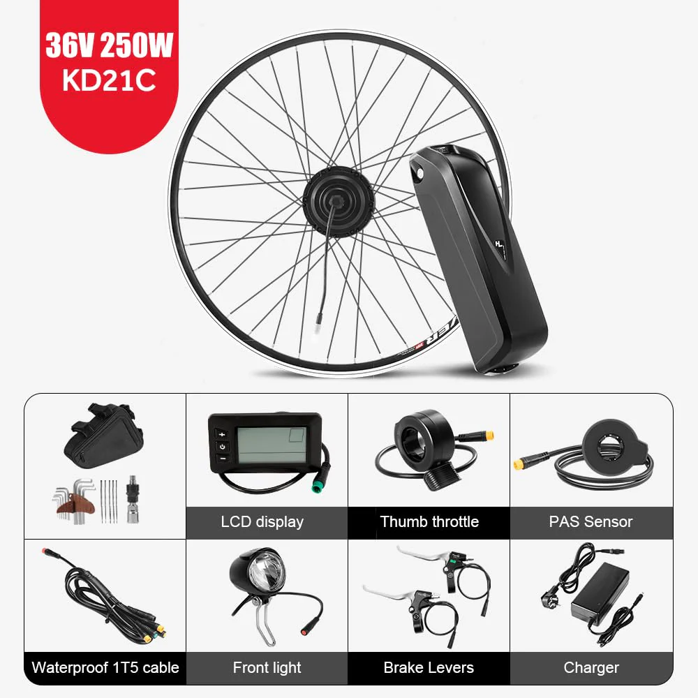 SEASON 26''/ 28''(700C) E-Bike Umbausatz 36V 250W Frontmotor mit 36V Akku, für Vorderrad, mit integriertem Controller und Ladegerät (26'' Kit+36V18Ah Akku) - Image 6
