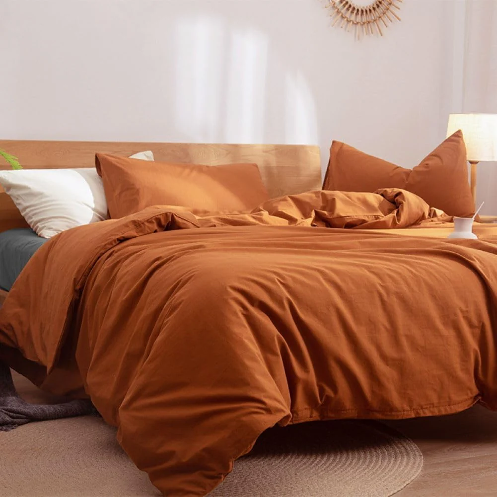 Sedefen Bettwäsche 200x200cm Baumwolle Bettwäsche-Sets Karamell Braun ÖKO-TEX Zertifiziert Bettbezug 3 Teilig Hohe Qualität 100% Baumwolle Bettwaren-Sets mit Reißverschluss und 2 Kissenbezug 80x80cm - Image 4