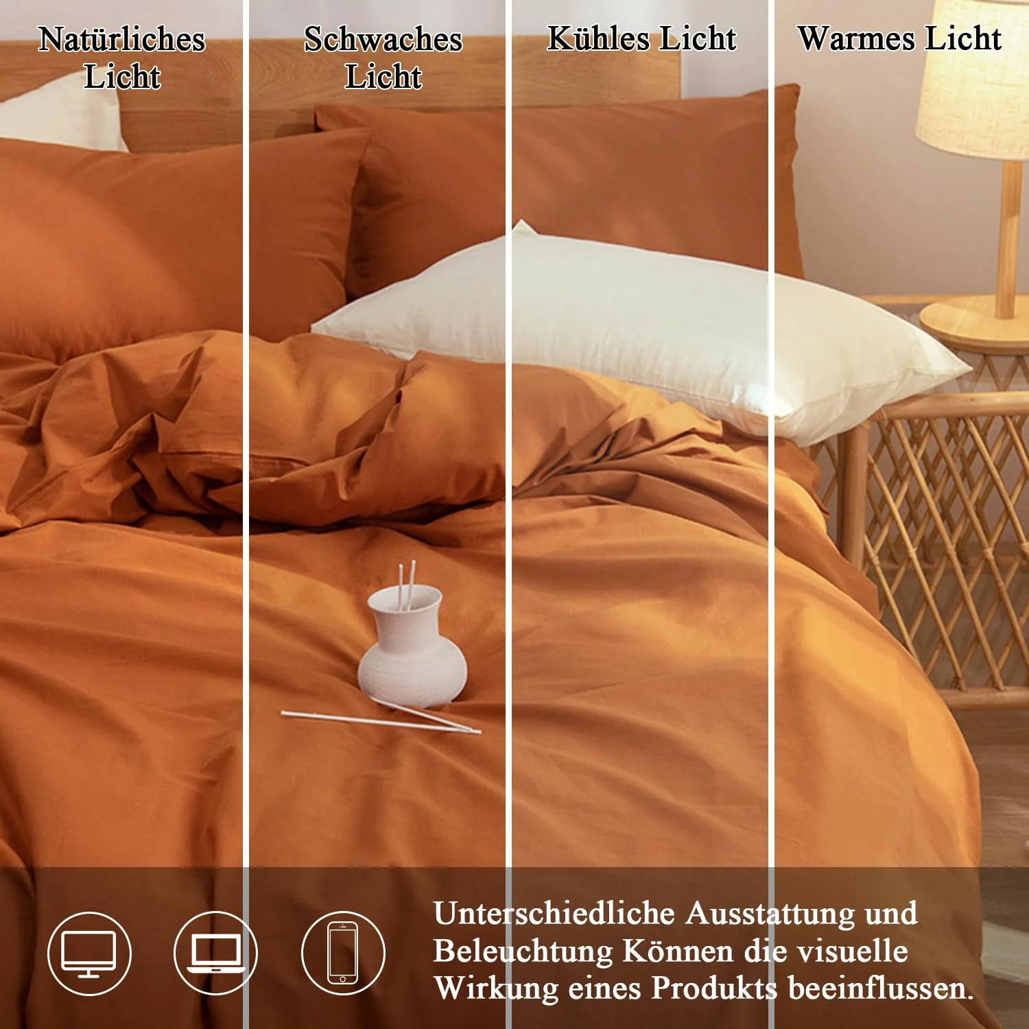 Sedefen Bettwäsche 200x200cm Baumwolle Bettwäsche-Sets Karamell Braun ÖKO-TEX Zertifiziert Bettbezug 3 Teilig Hohe Qualität 100% Baumwolle Bettwaren-Sets mit Reißverschluss und 2 Kissenbezug 80x80cm - Image 6