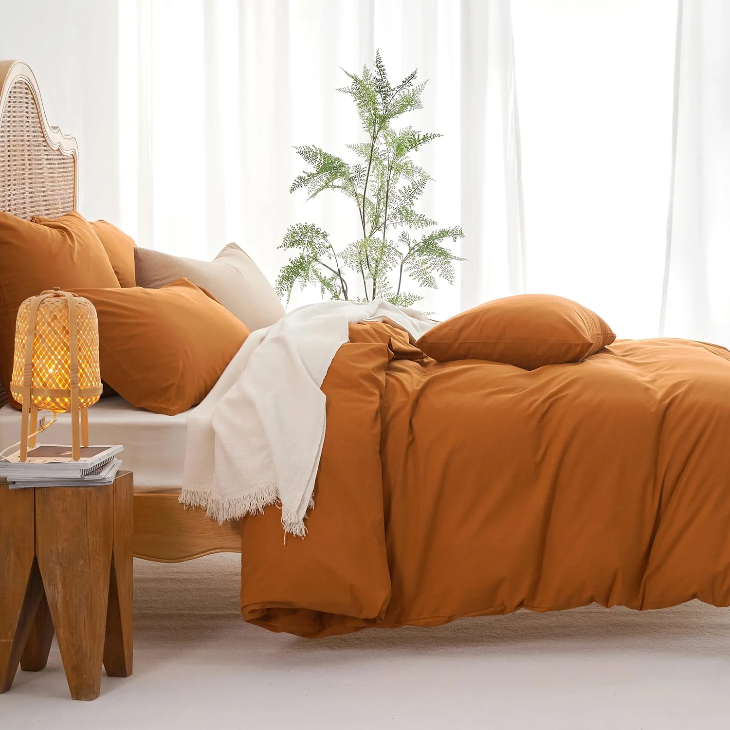 Sedefen Bettwäsche 200x200cm Baumwolle Bettwäsche-Sets Karamell Braun ÖKO-TEX Zertifiziert Bettbezug 3 Teilig Hohe Qualität 100% Baumwolle Bettwaren-Sets mit Reißverschluss und 2 Kissenbezug 80x80cm - Image 9