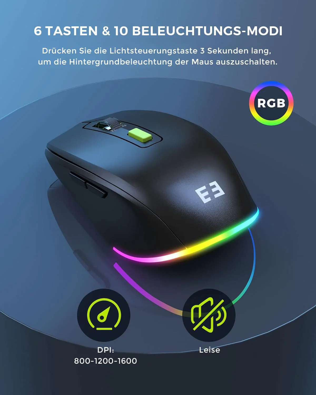 seenda Tastatur Maus Set kabellos beleuchtet, wiederaufladbare USB & Typ C Funktastatur mit Maus mit Handyhalter und Handballenauflage für PC/Windows/Mac, leise Klicken & QWERTZ Layout, Schwarz - Image 7