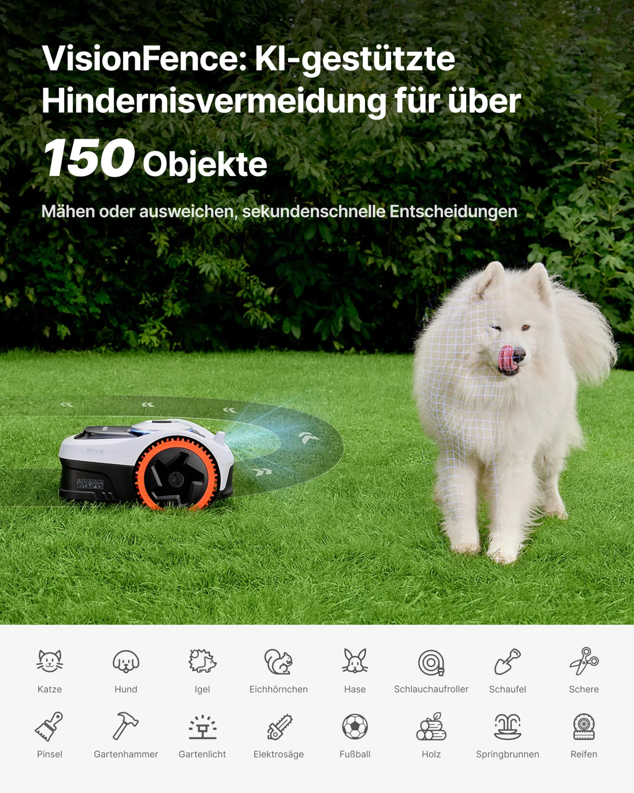 Segway Navimow i205 AWD (Neuer i105E) Mähroboter ohne Begrenzungskabel, Empf. 500 m², Allradantrieb für Steigungen bis zu 45%, EFLS NRTK + Vision, Automatisches Kartieren, Keine RTK-Antenne - Image 8