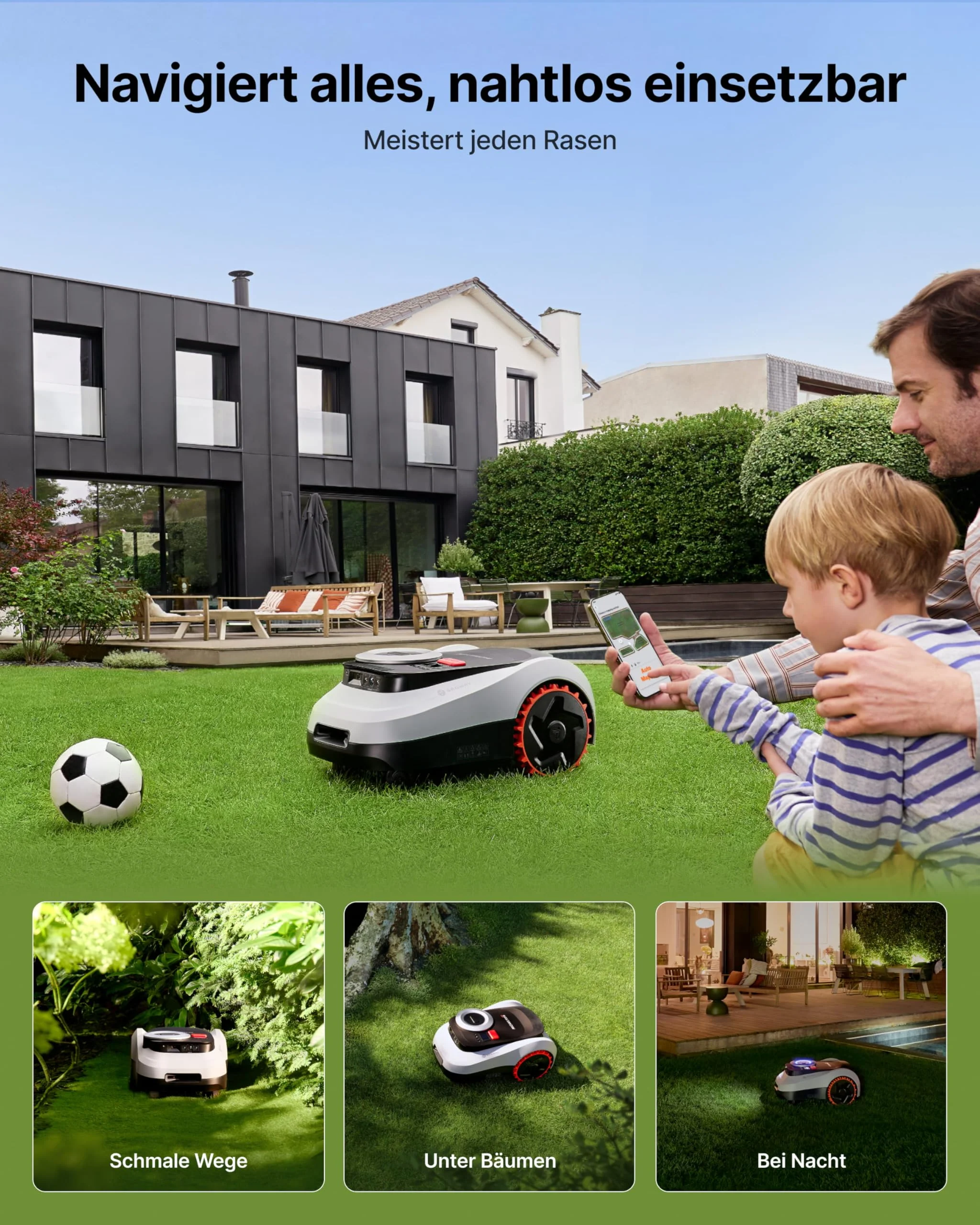 Segway Navimow i208 LiDAR Mähroboter ohne Begrenzungskabel für 800 m² mit Garage M + 2 Sätze Klingen, für 45% Steigung, LiDAR und Vision Dual System, EIN-TIPP-Kartieren (Getrennt versandt Werden) - Image 5