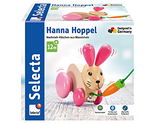 Selecta 62023 Hanna Hoppel, Nachzieh Hase, Schiebe-und Nachziehspielzeug aus Holz, 13 cm - Image 7