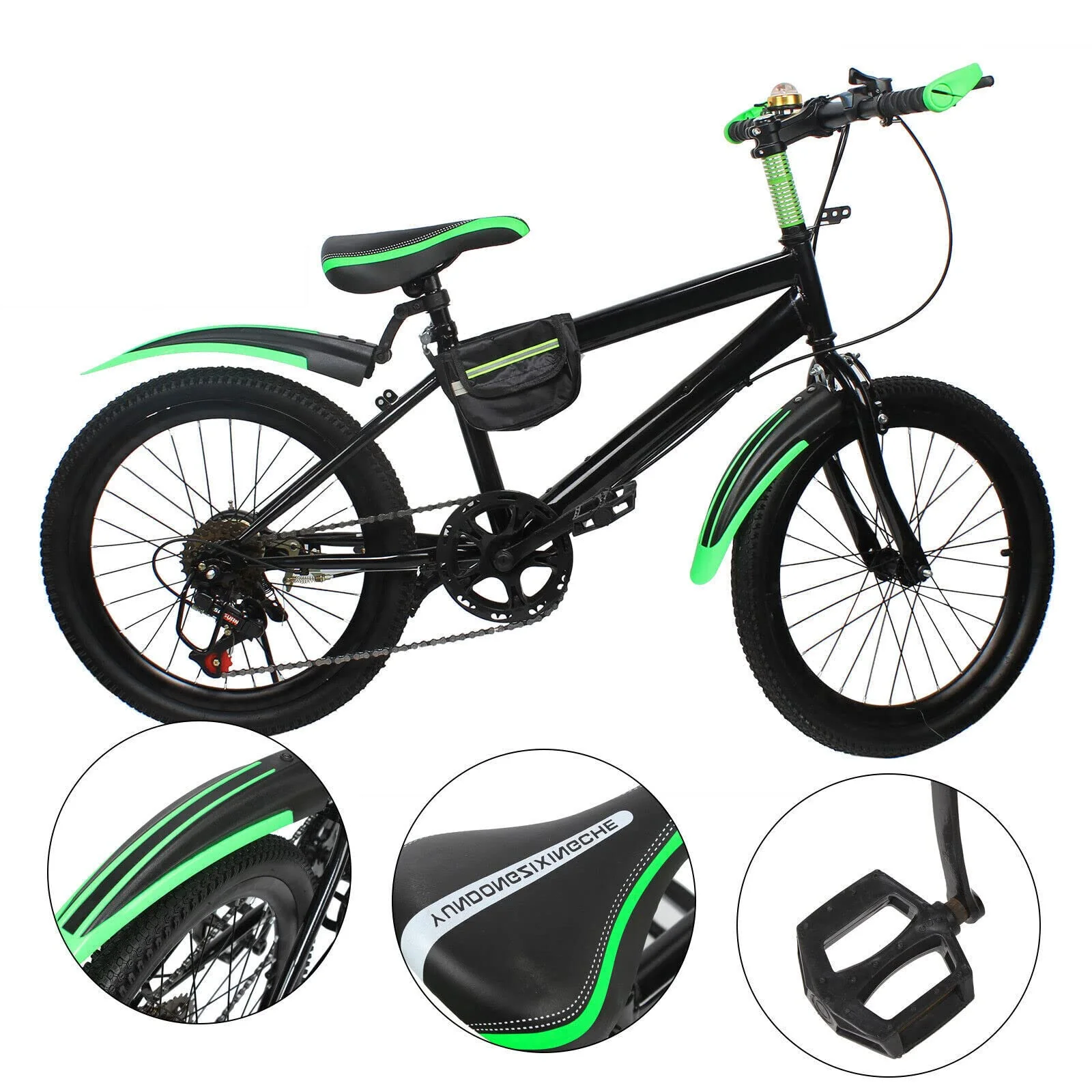 Sengfwin Mountainbike 20 Zoll 6 Gang Fahrrad Kinder Jungen Mädchen Mountainbike mit Doppelscheibenbremsen für das Fahren auf der Straße in den Bergen (grün) - Image 7
