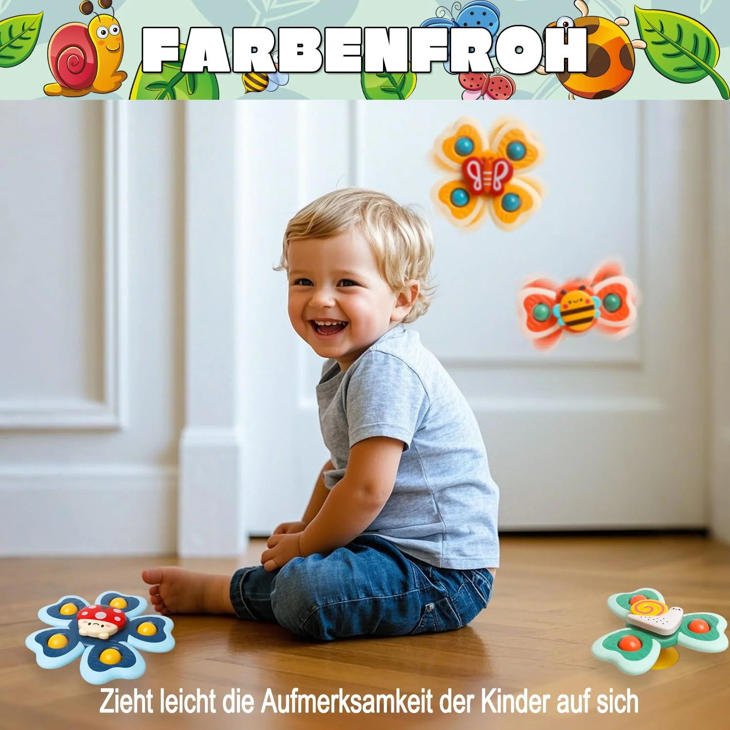 Sensorik Spielzeug Für Babys,Badewannen-Spielzeug für Kinder,Geschenk für Kindergeburtstage Montessori Spielzeug Ab 1 2 3 Jahr Saugnapf Spielzeug Baby - Image 7