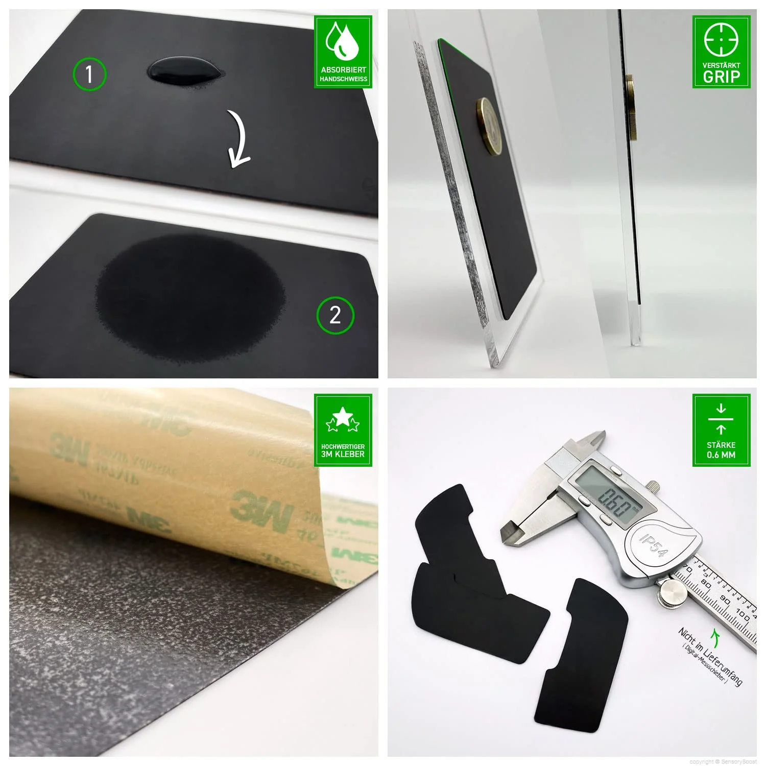 SensoryBoost Grip Tape Set für Logitech G PRO X Superlight 1 & 2 (+ extra Grip-Pad) Schweißabsorbierend, extrem rutschfest, Ultradünn (0.5mm) Selbstklebend & Rückstandsfrei - Gaming Maus Zubehör - Image 3